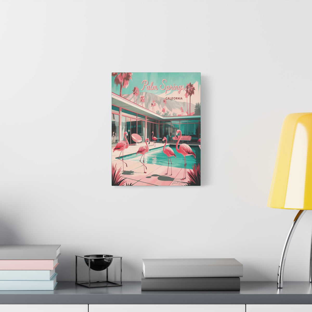 Palm Springs Flamingo Mid Century Modern Canvas Wall Art