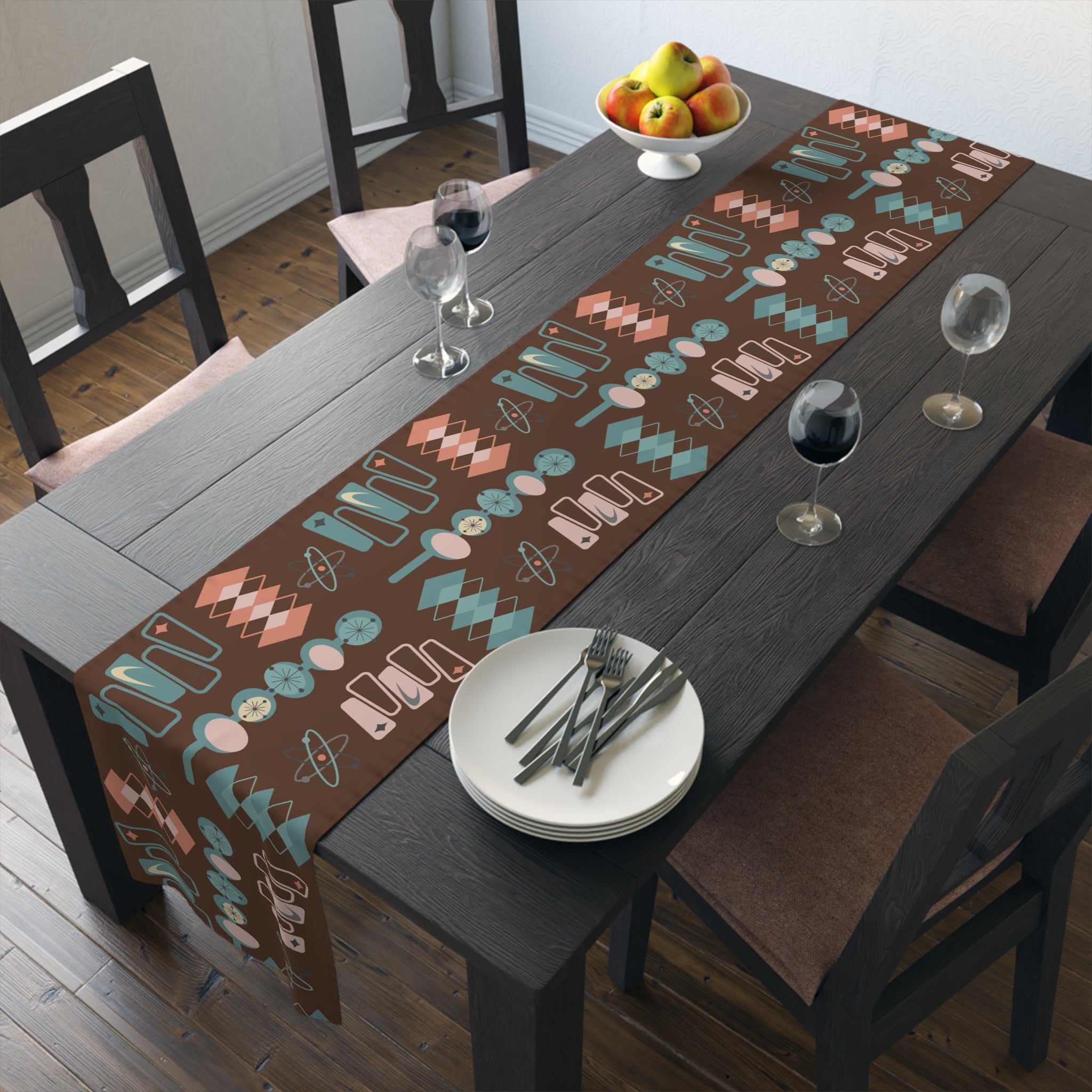 Mid Century Modern Retro Atomic 50s Table Runner