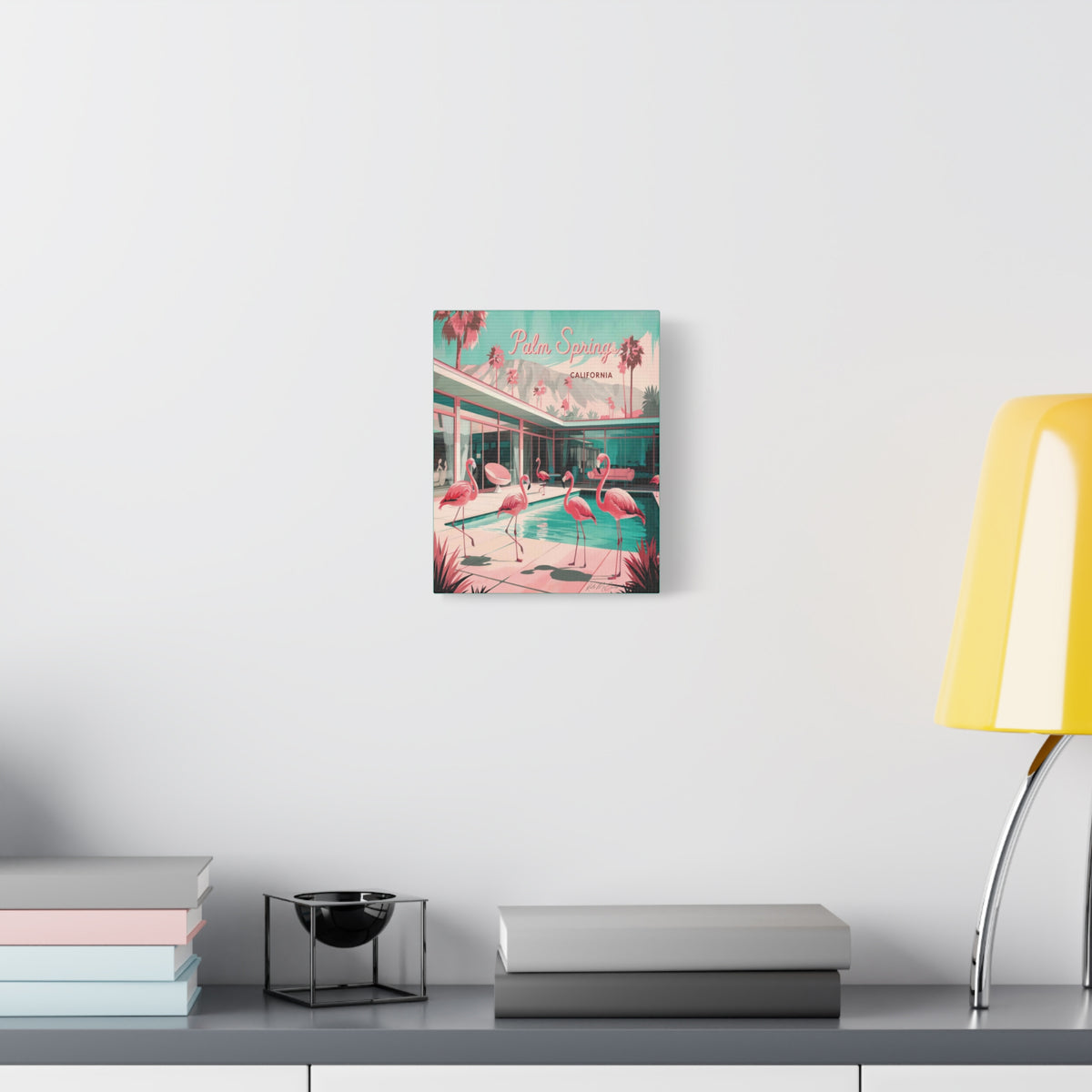 Palm Springs Flamingo Mid Century Modern Canvas Wall Art