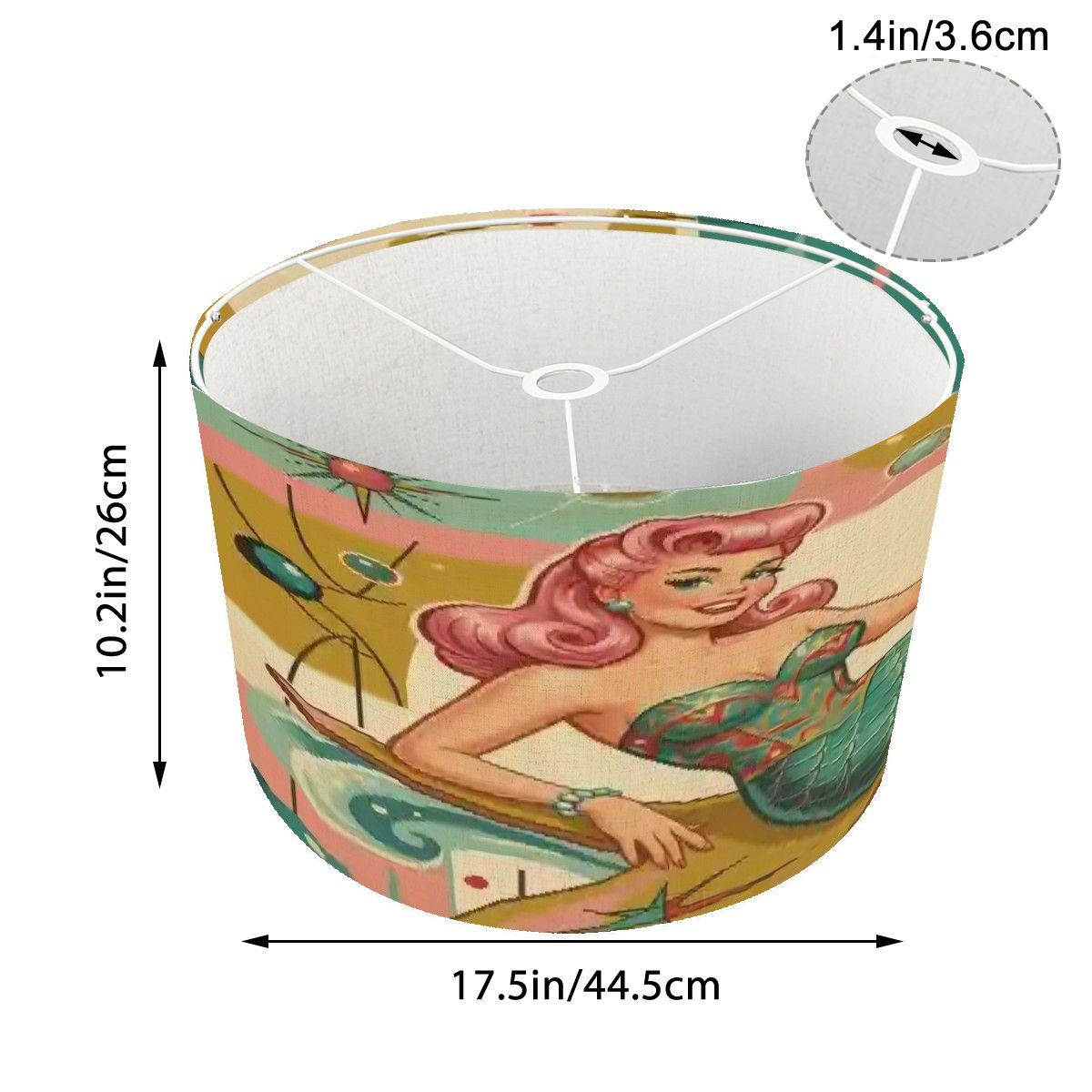 Kitschy 1950s Retro Mermaid Mid Century Modern Lamp Shade