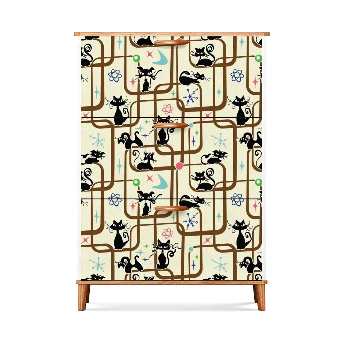 Atomic Cat Starburst Geometric 1950s Space Age Retro Shoe Cabinet