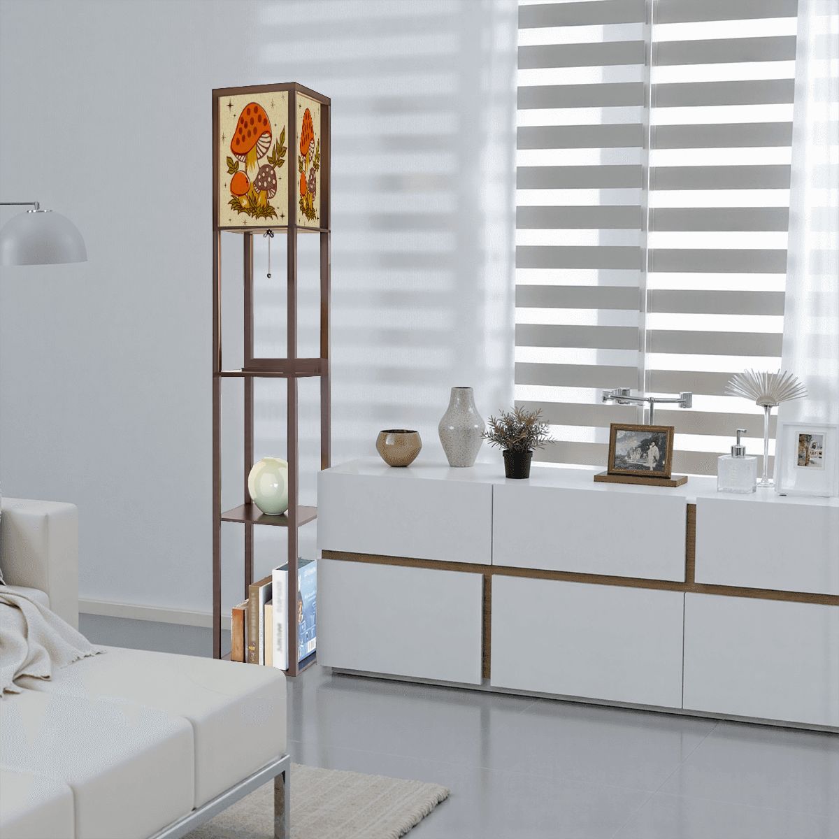 Merry Mushroom Mid Century Modern Retro Floor Lamp with Shelves