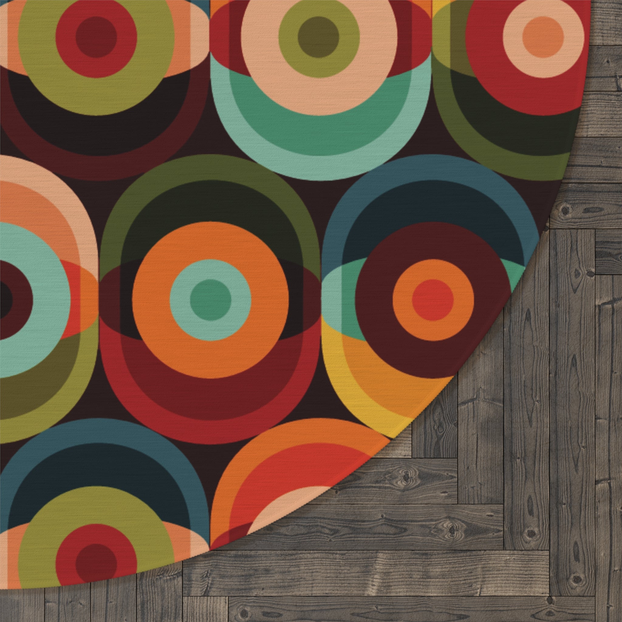 Groovy Retro Orb Mid Century Modern Round Area Rug