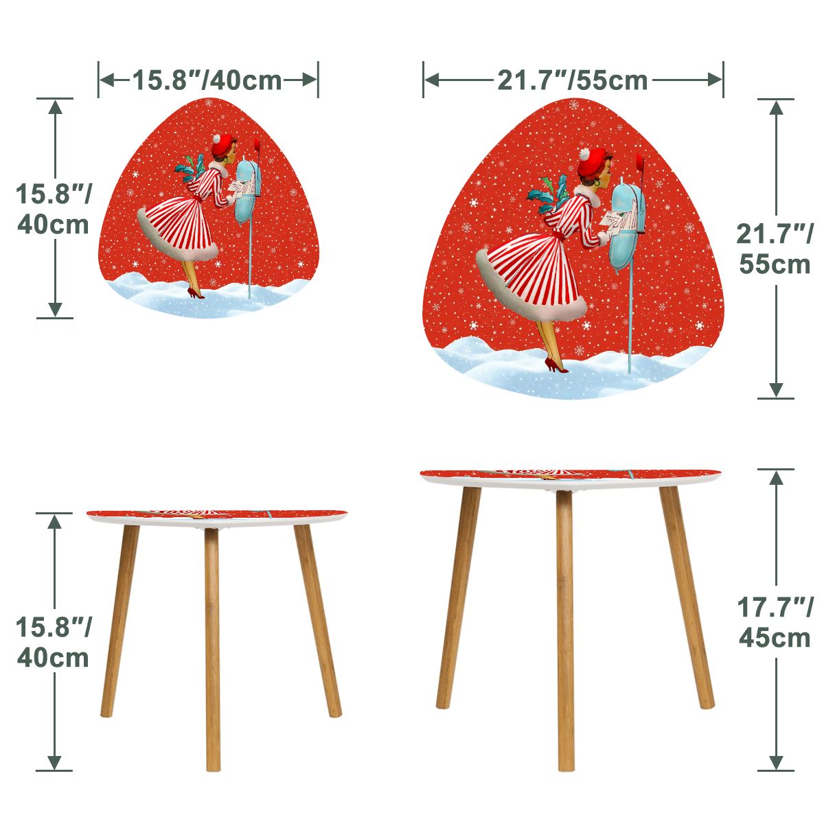 Retro 1950s Christmas Card Art Mid Century Modern Nesting Tables