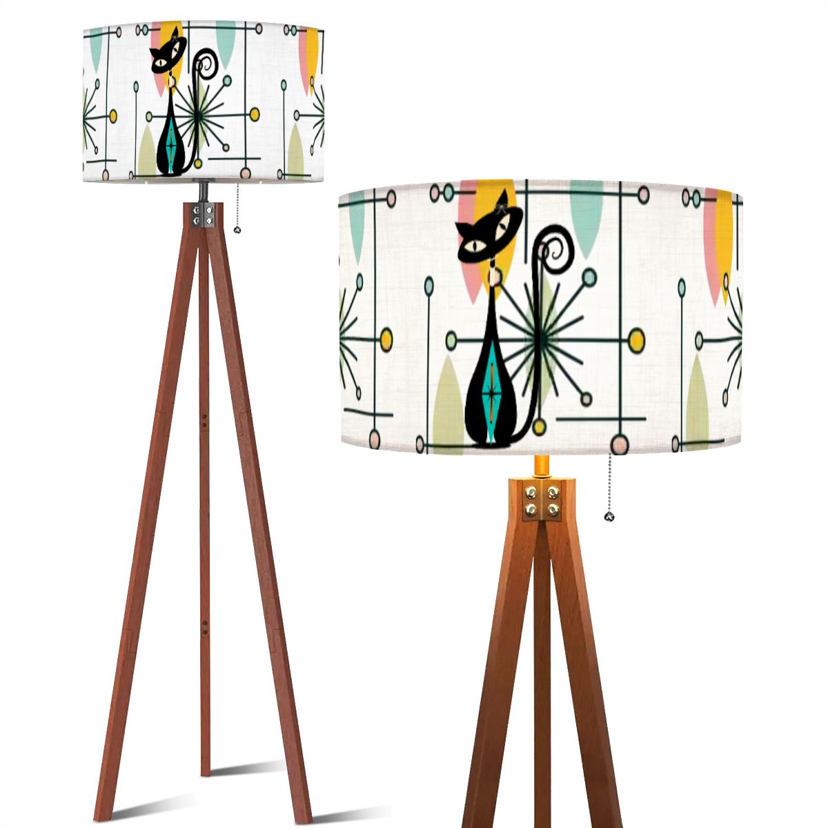 Mid Century Modern Atomic Black Cat Tripod Floor Lamp
