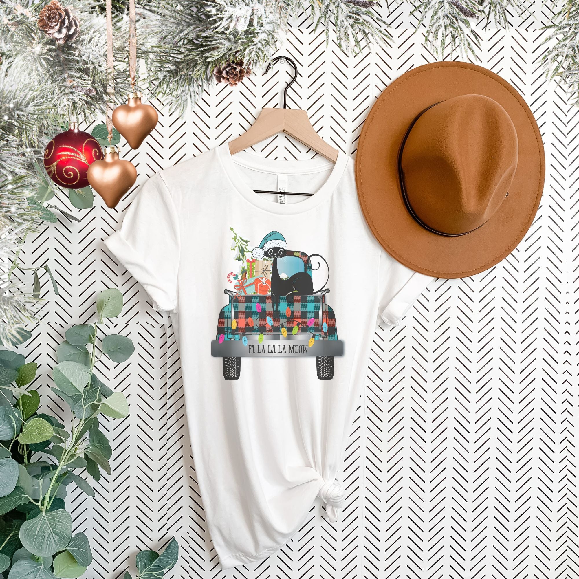 Atomic Cat Christmas Truck Retro Holiday T-Shirt