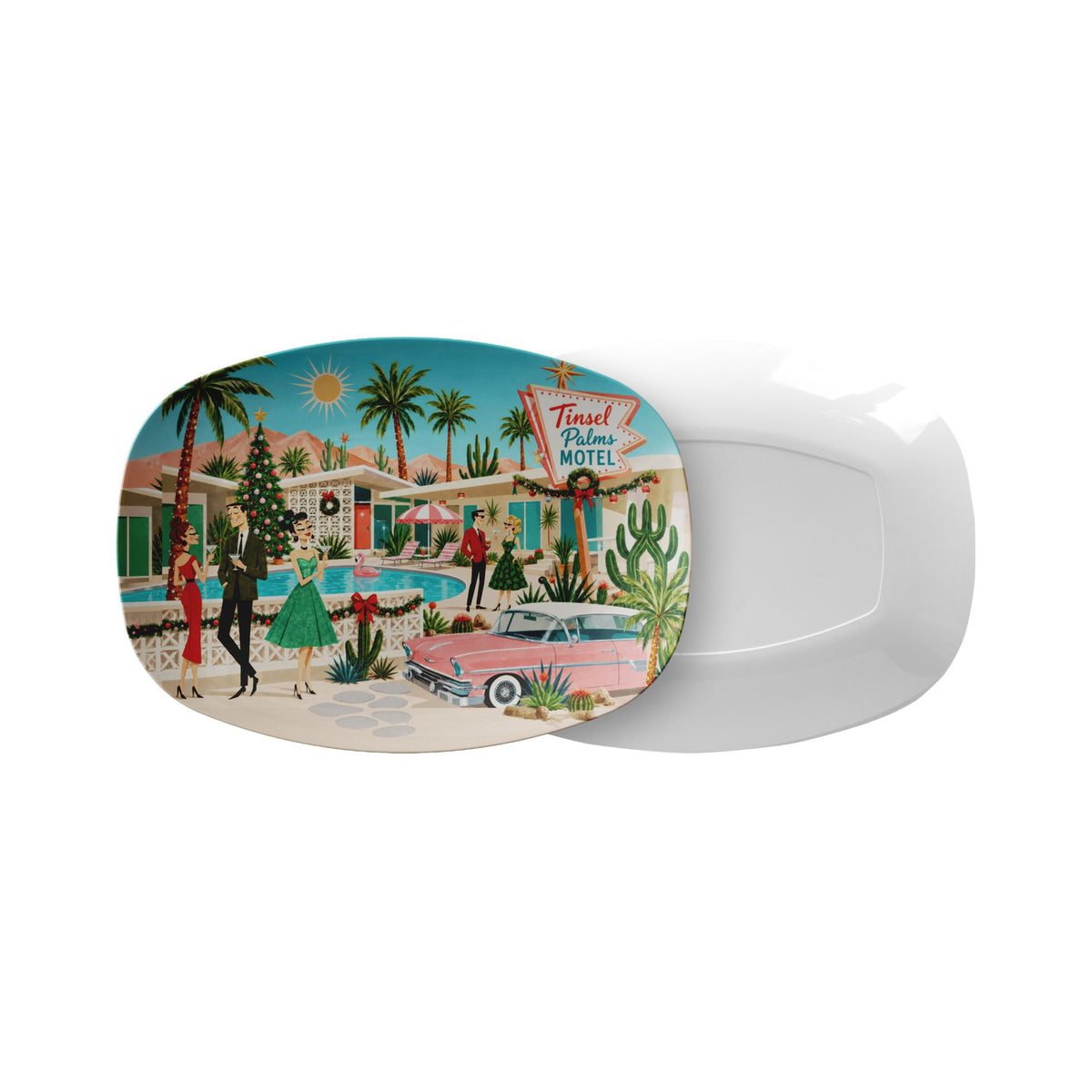 Tinsel Palms Motel Palm Springs Mid Century Modern Christmas Platter