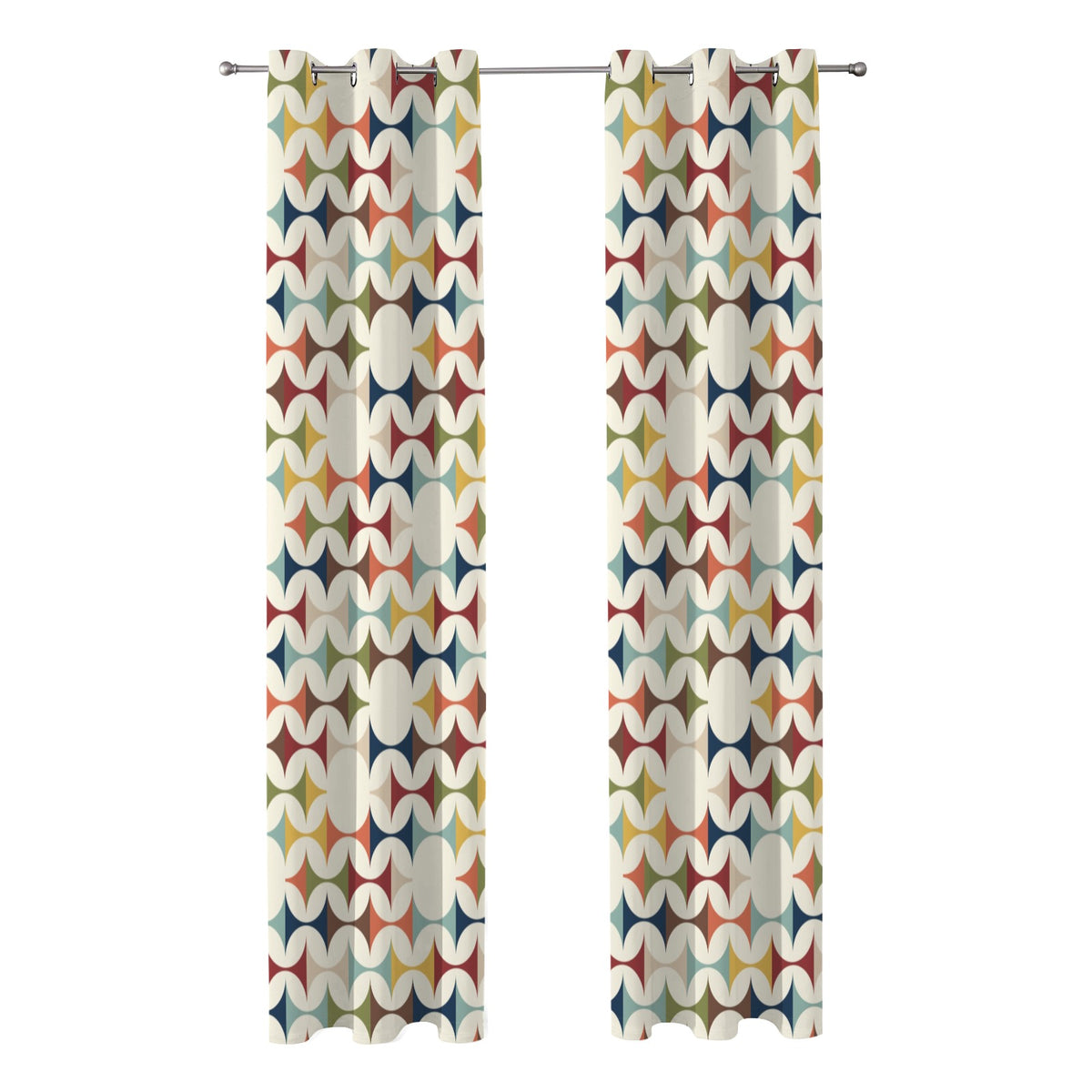Mid Century Modern Scandinavian Geometric Grommet Curtain Panels