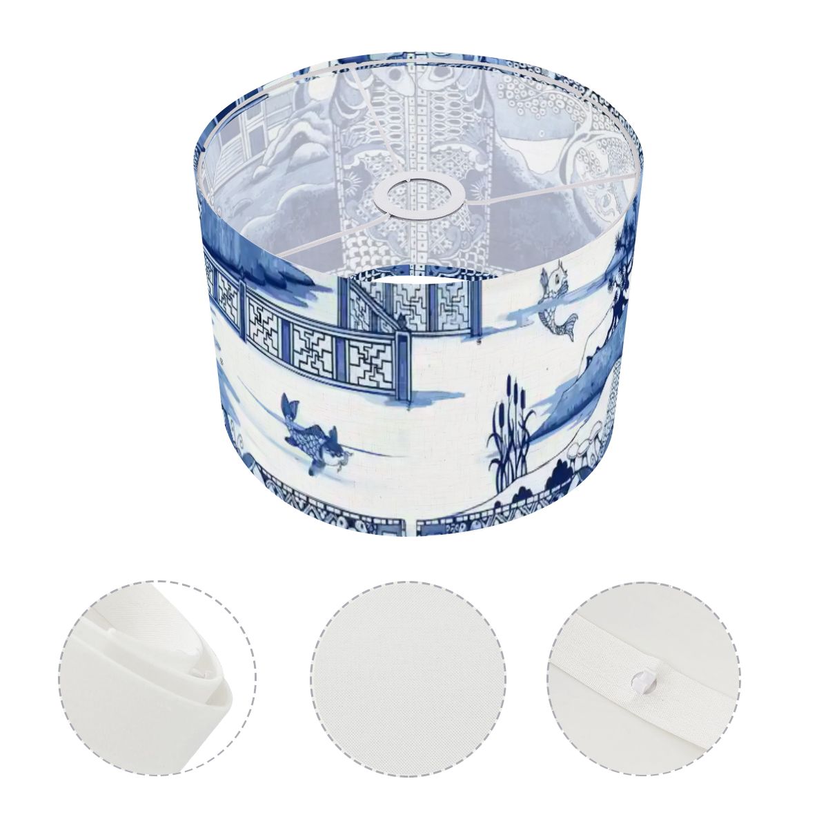 Blue Willow Garden Chinoiserie Drum Lamp Shade