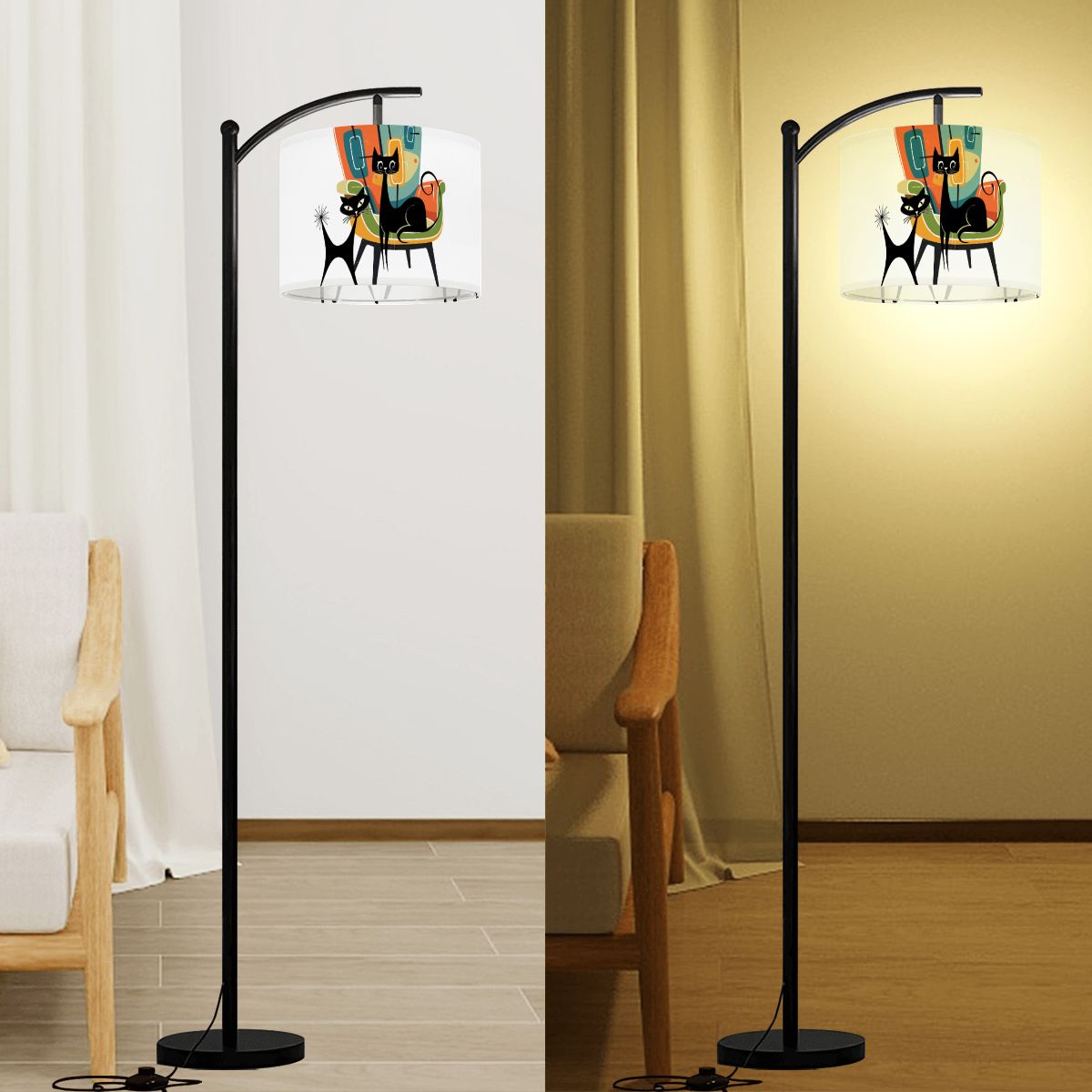 Atomic Cat Mid Century Modern Retro 1950s Lounge Art Lamp Shade