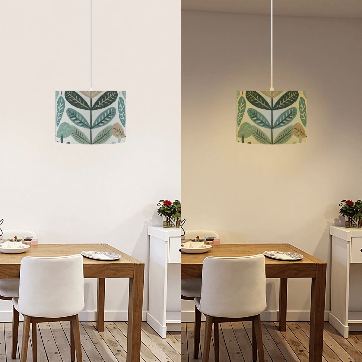 Mid Century Modern Scandinavian Floral Retro Botanical Pendant Lamp