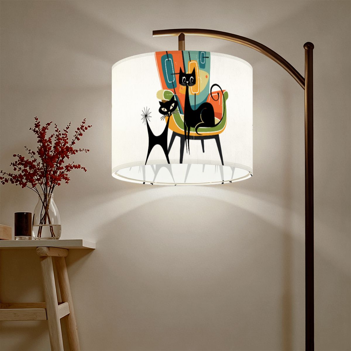 Atomic Cat Mid Century Modern Retro 1950s Lounge Art Lamp Shade