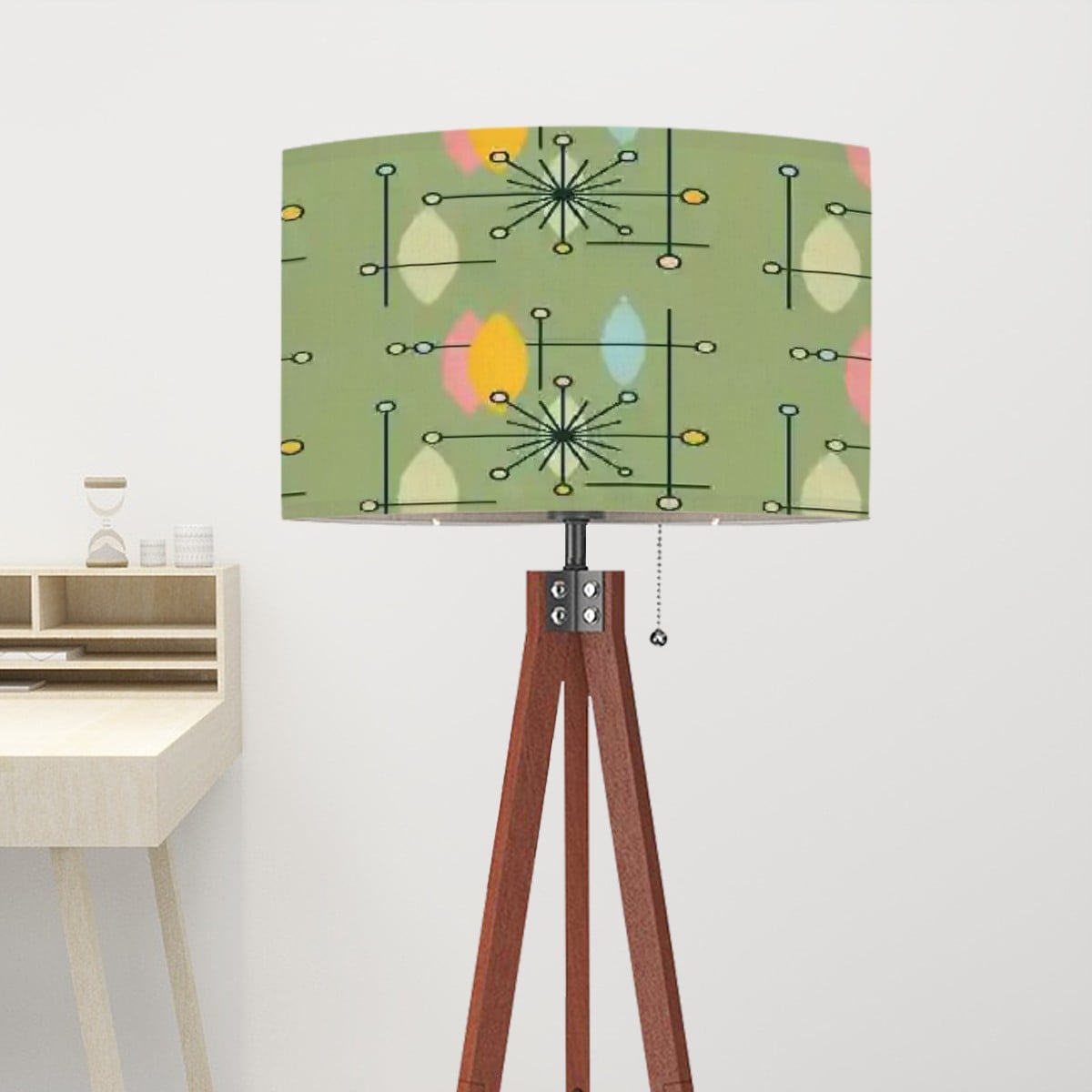 Mid Century Modern Starburst Drum Lamp Shade, Retro Atomic Sputnik Accent Lighting