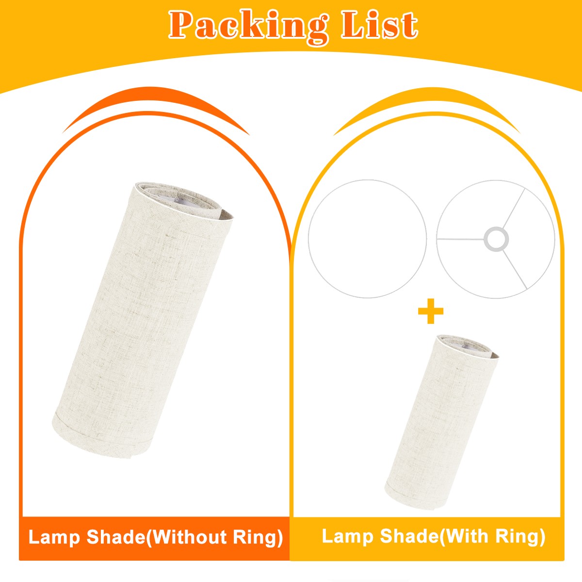 Minimalist White Linen Drum Lamp Shade, Modern Contemporary Decor