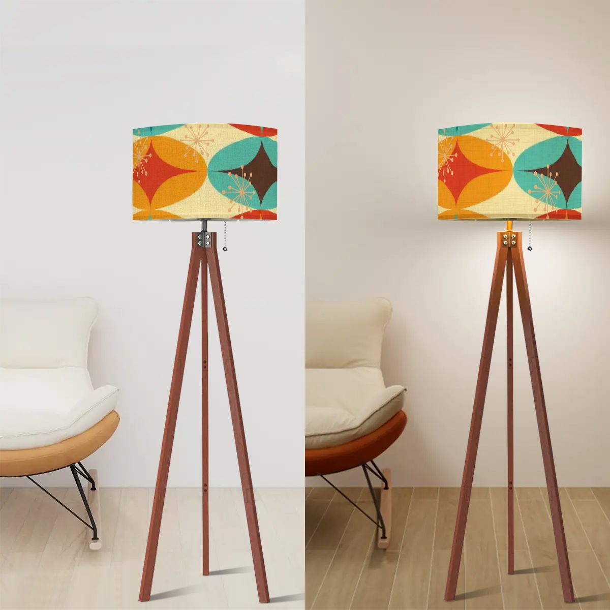 Mid Century Modern Starburst Tripod Floor Lamp Retro MCM Lighting