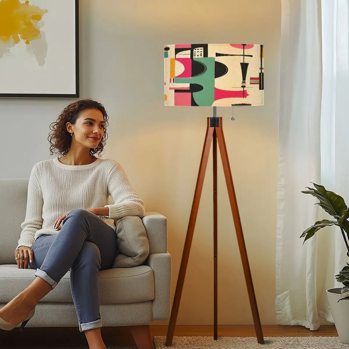 Mid Century Modern Abstract Atomic Tripod Floor Lamp