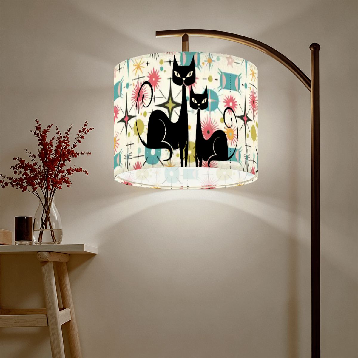 Kitschy Atomic Cat Starburst Mid Century Modern Lamp Shade