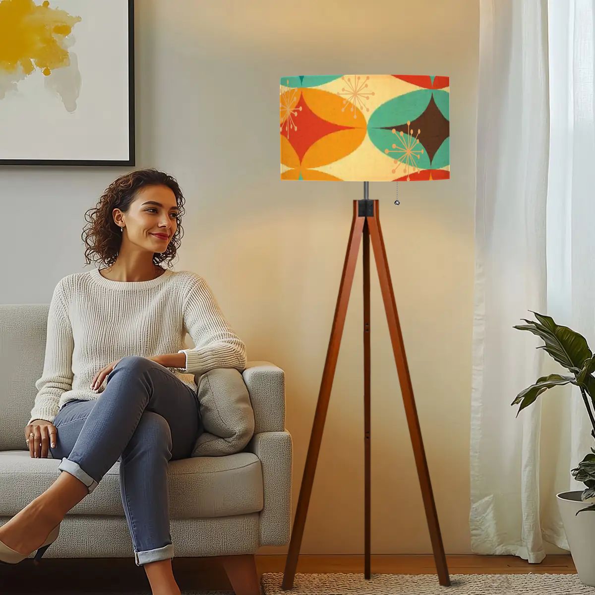 Mid Century Modern Starburst Tripod Floor Lamp Retro MCM Lighting