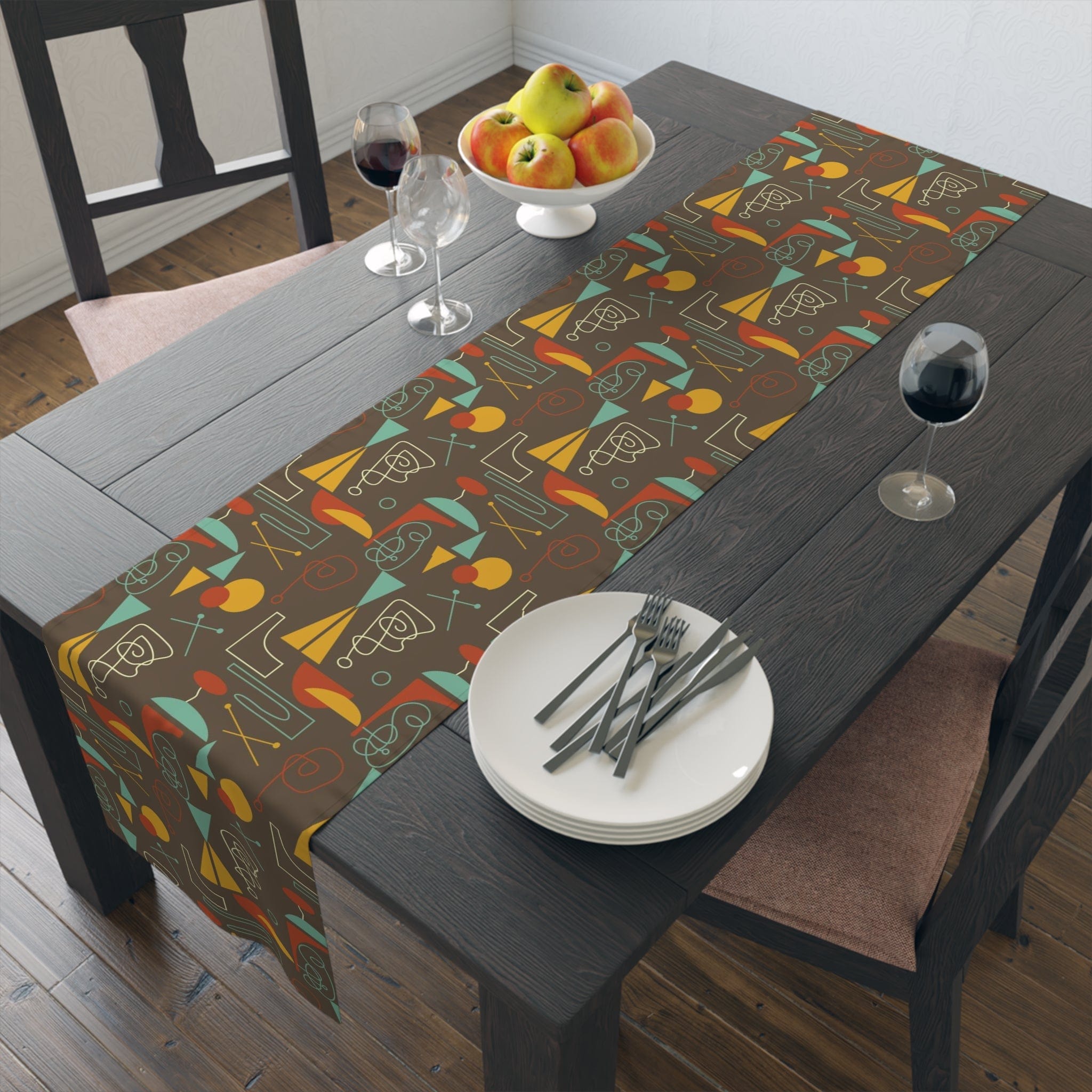 Kate McEnroe New York 1950s Atomic Retro Mid Century Modern Geometric Abstract Table Runner (Cotton, Poly)Table Runners11430722716878380511