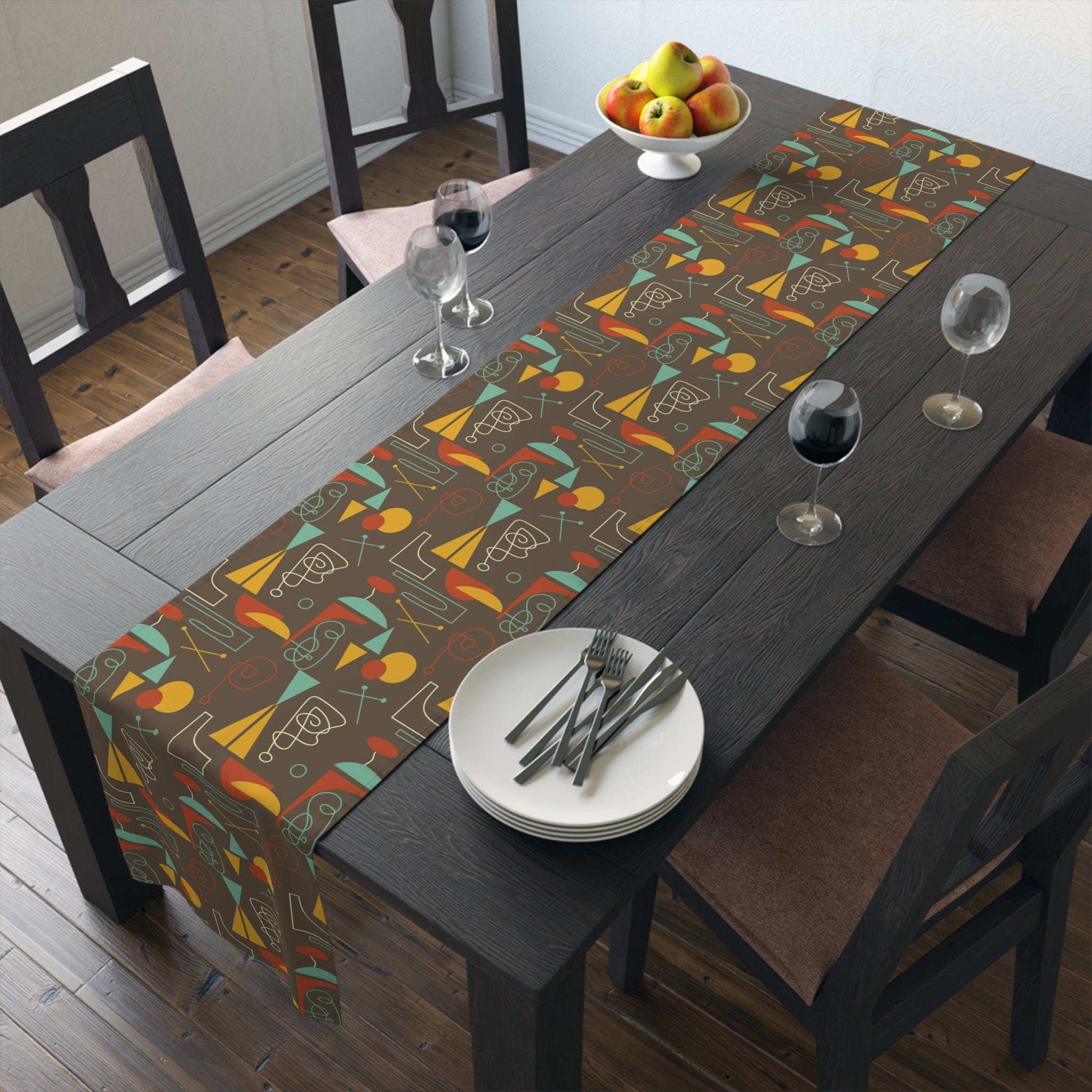 Kate McEnroe New York 1950s Atomic Retro Mid Century Modern Geometric Abstract Table Runner (Cotton, Poly)Table Runners11430722716878380511