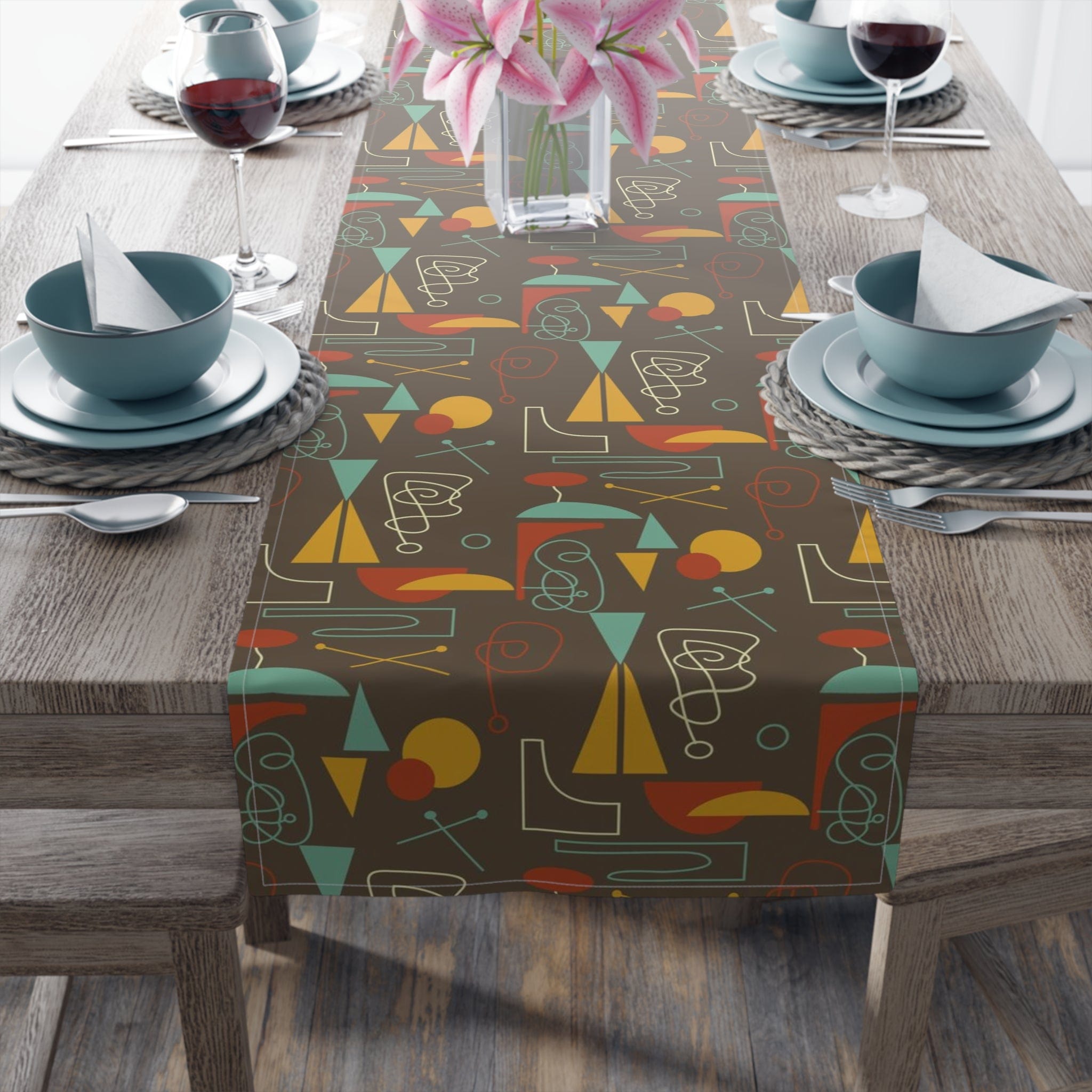 Kate McEnroe New York 1950s Atomic Retro Mid Century Modern Geometric Abstract Table Runner (Cotton, Poly)Table Runners30993042004142402847