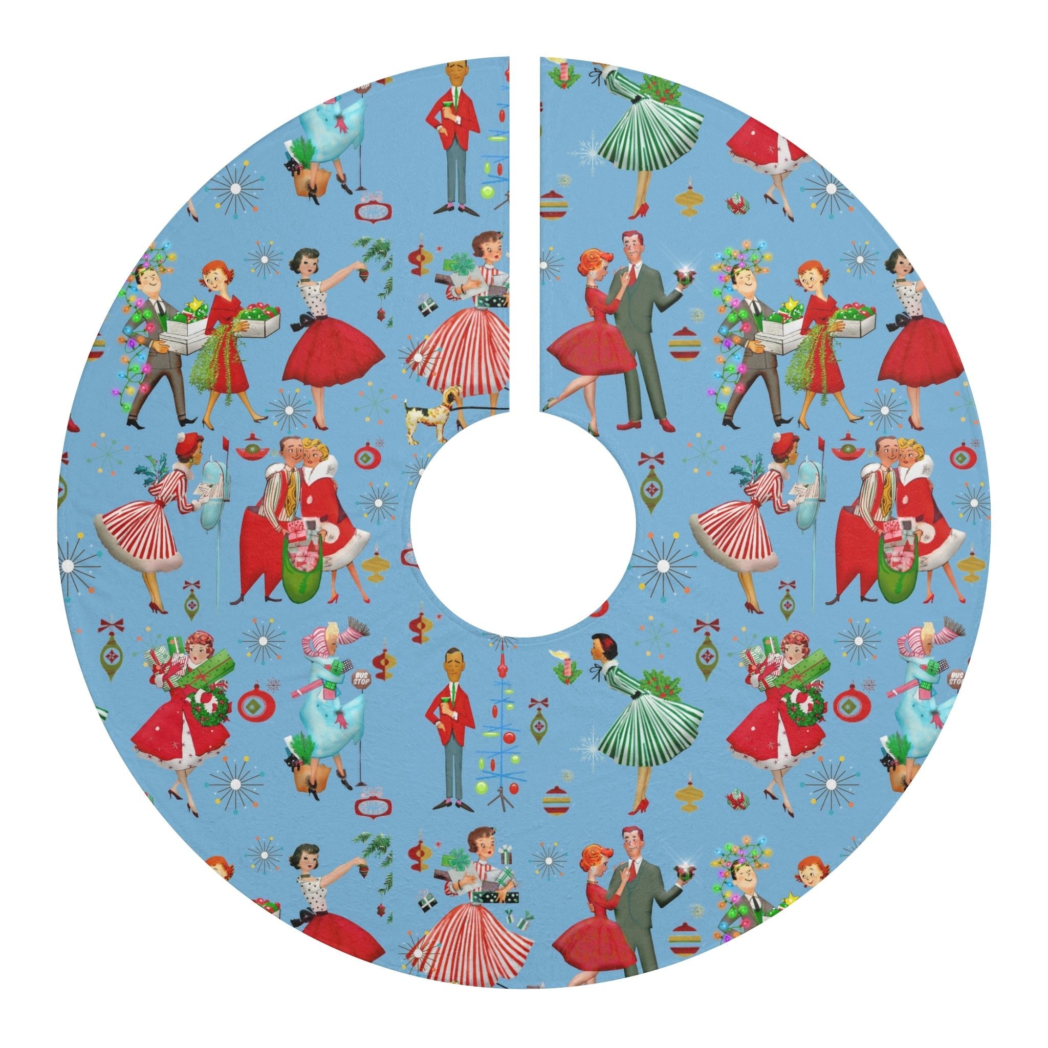 Kate McEnroe New York 1950s Festive Retro Holiday Tree Skirt, Mid Century Kitsch Christmas Decor, Vintage Holiday AccentChristmas Tree Skirts95572928161207699979