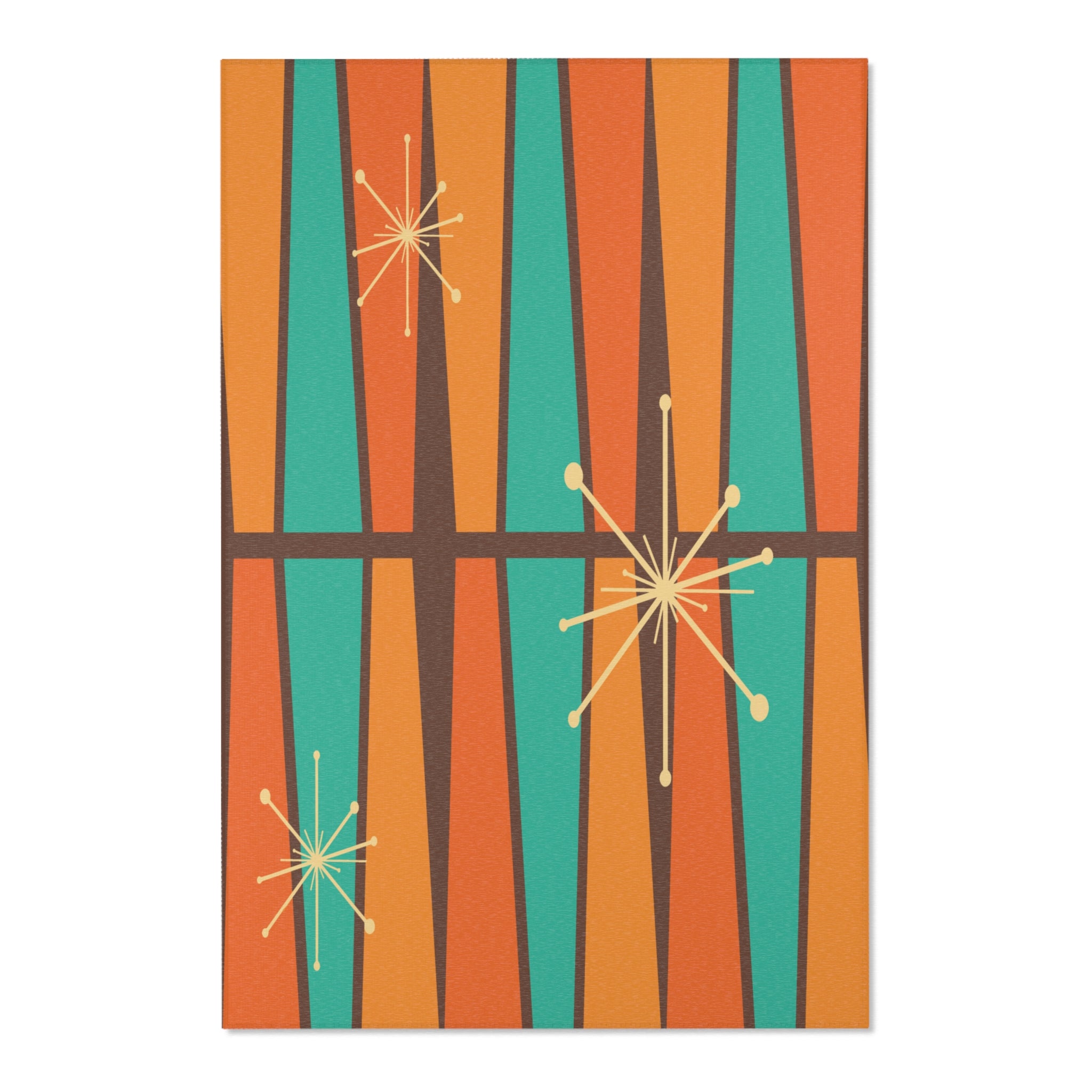 Kate McEnroe New York 1950s Mid Century Modern Atomic Area Rug, Retro Vintage Burnt Orange, Teal, Beige, Mustard Yellow Geometric Abstract Accent Rug, MCM RugRugs23279983799737863872