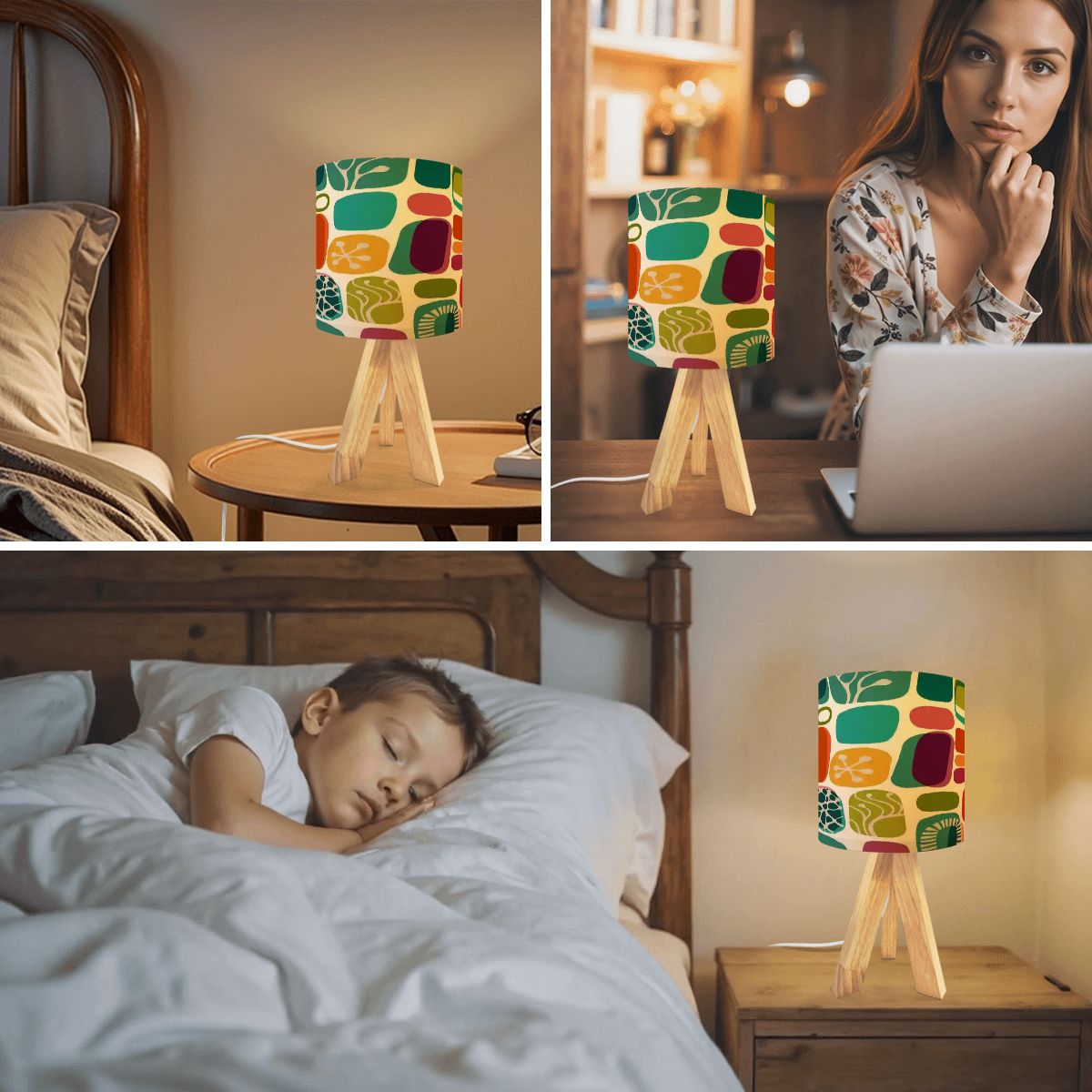 Kate McEnroe New York 1950s Mid Century Modern Retro Amoeba Abstract Wooden Tripod Table LampTable LampsGd9C5CzwnZ