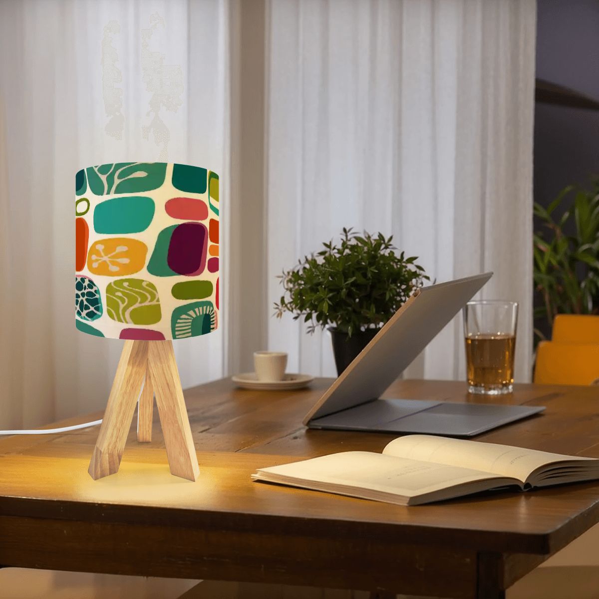 Kate McEnroe New York 1950s Mid Century Modern Retro Amoeba Abstract Wooden Tripod Table LampTable LampsGd9C5CzwnZ