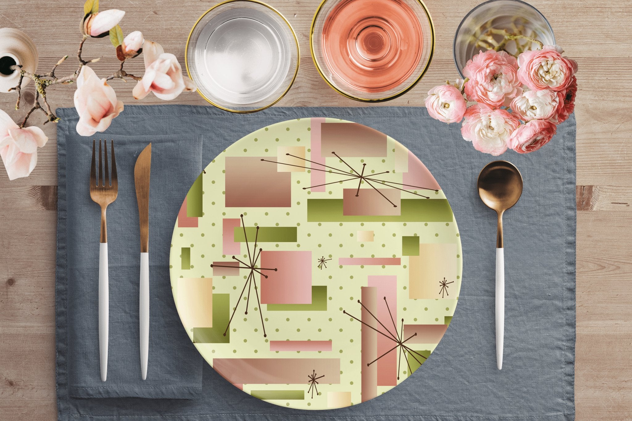 Kate McEnroe New York 1950s Mid Century Modern Retro Geometric Starbursts PlatePlates9820SINGLE