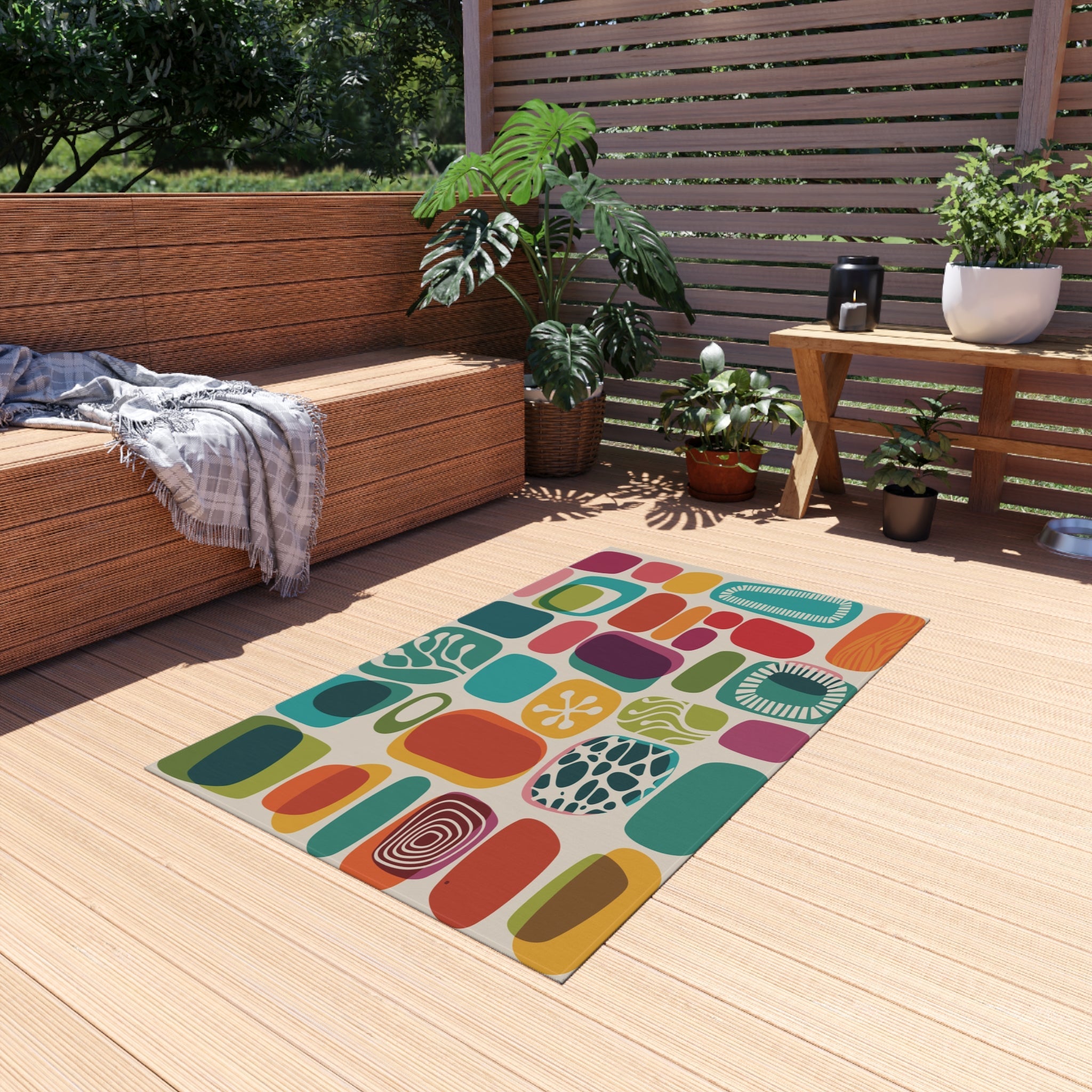 Kate McEnroe New York 1950s Mid Mod Amoeba Outdoor Rug, Retro Mid Century Modern Patio Rug, MCM Porch Rug, Mid Century Modern Indoor, Outdoor RugRugs17306714920659114150