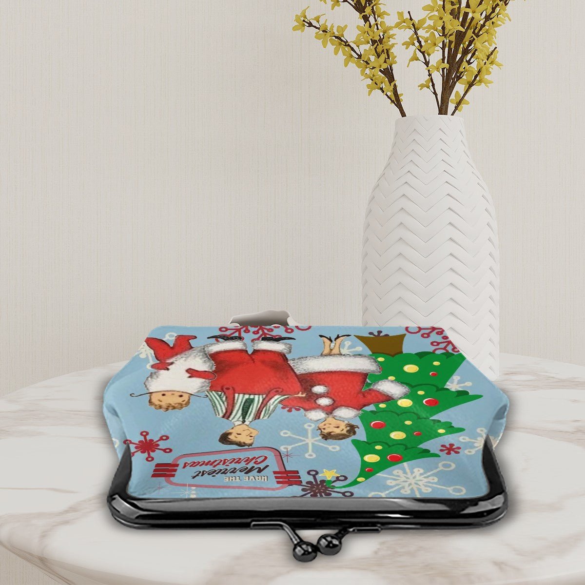 Kate McEnroe New York 1950s Retro Vintage Christmas Card Art Coin Purse, Mid Century Modern Kisslock WalletCoin PursesemSCwJ5J0j