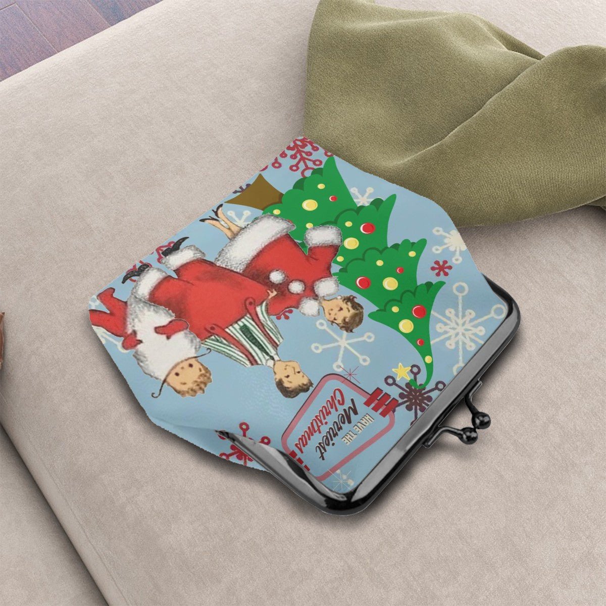 Kate McEnroe New York 1950s Retro Vintage Christmas Card Art Coin Purse, Mid Century Modern Kisslock WalletCoin PursesemSCwJ5J0j