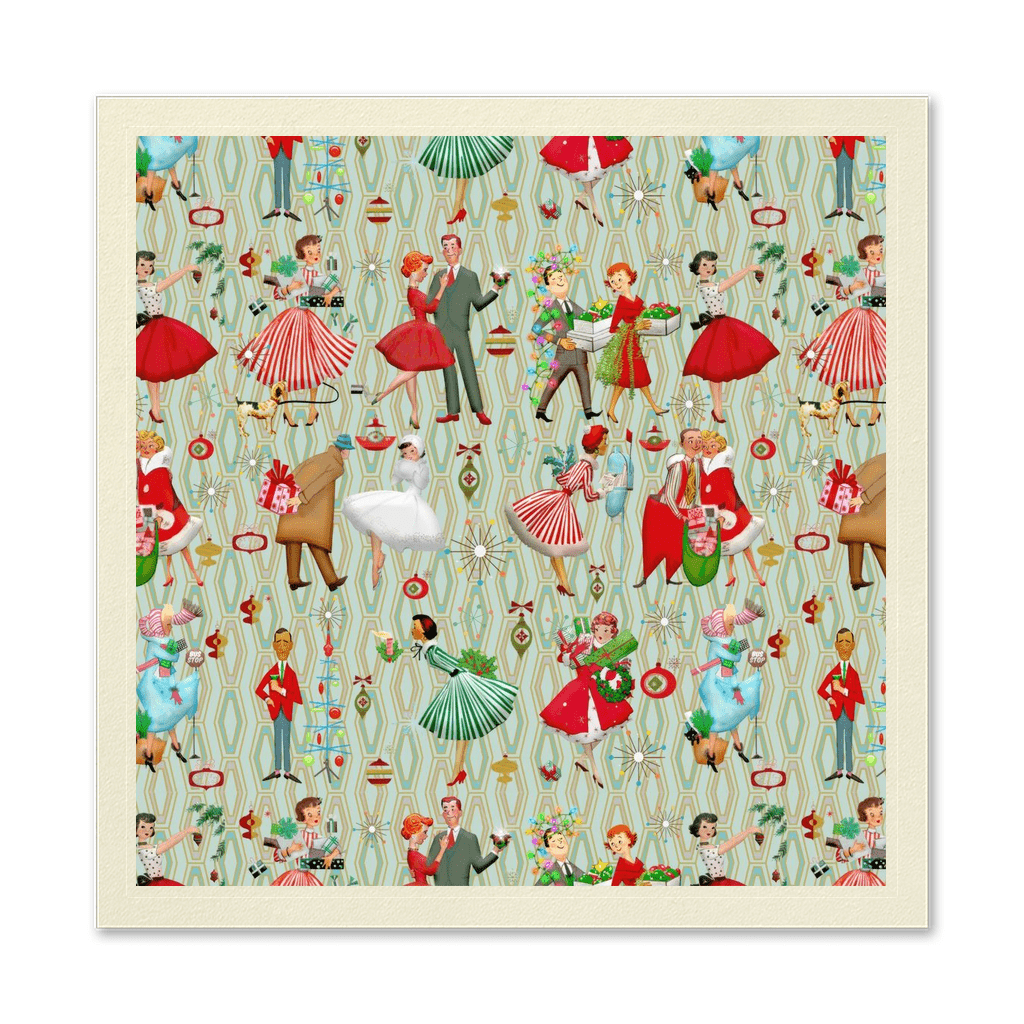 Kate McEnroe New York 1950s Retro Vintage Christmas Paper Napkins, Mid Century Modern Retro Green, Red, Women, Ladies, Housewives Holiday Table Linens Paper Napkins Ecru / 100 Pack Uncoined-FullColor-LuncheonNapkin-Ecru-100Pack-20231119231442303