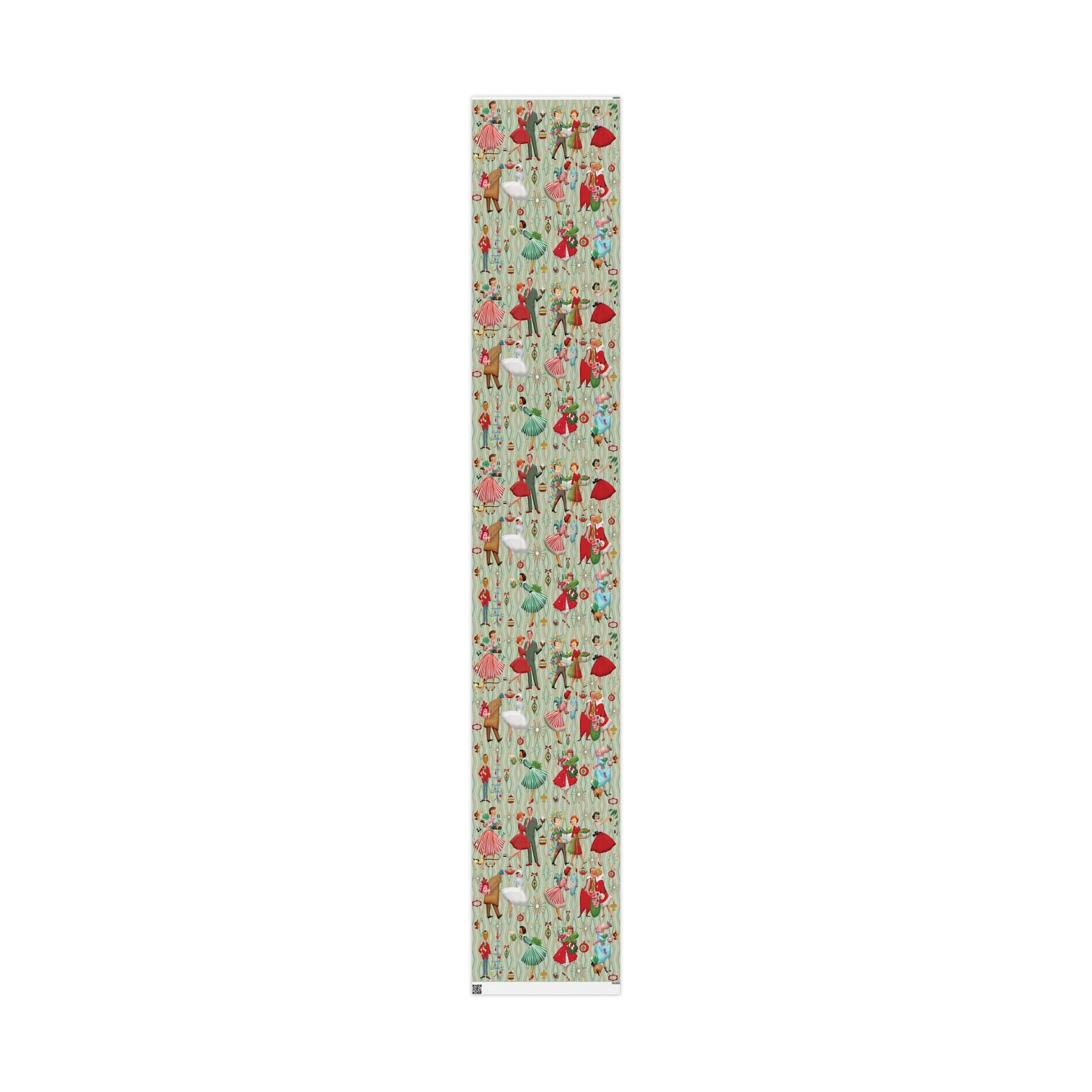 Kate McEnroe New York 1950s Retro Vintage Christmas Wrapping Paper, Mid Century Modern Retro Green, Red, Women, Ladies, Housewives Holiday Gift WrapWrapping Paper28094235384764119891