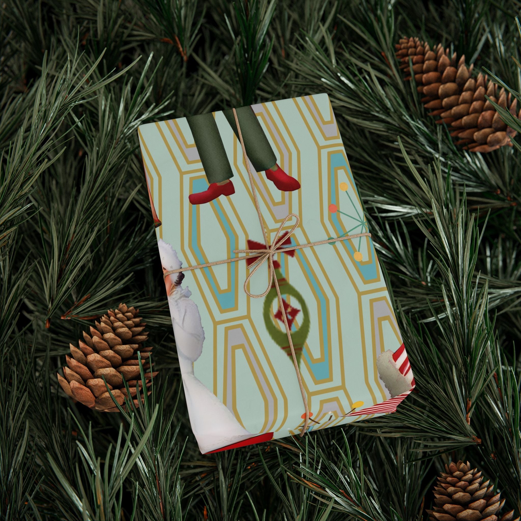 Kate McEnroe New York 1950s Retro Vintage Christmas Wrapping Paper, Mid Century Modern Retro Green, Red, Women, Ladies, Housewives Holiday Gift WrapWrapping Paper28094235384764119891