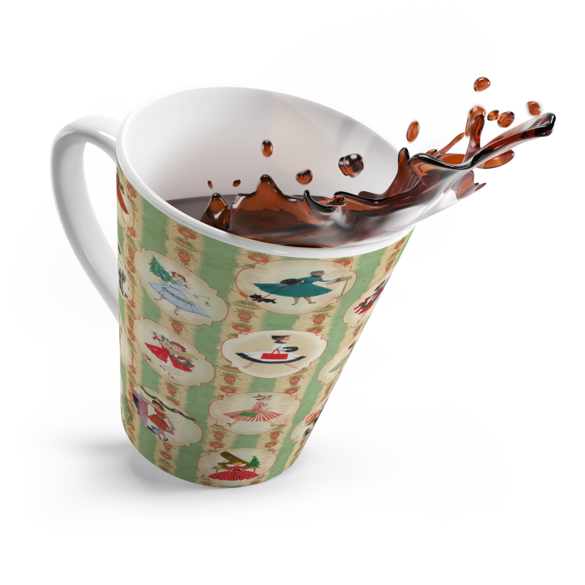 Kate McEnroe New York 1950s Retro Vintage Kitsch Christmas Latte Mug by Kate McEnroe New York, Mid Century Modern Holiday Drinkware, Atomic Age Coffee CupMugs10681569150444772234