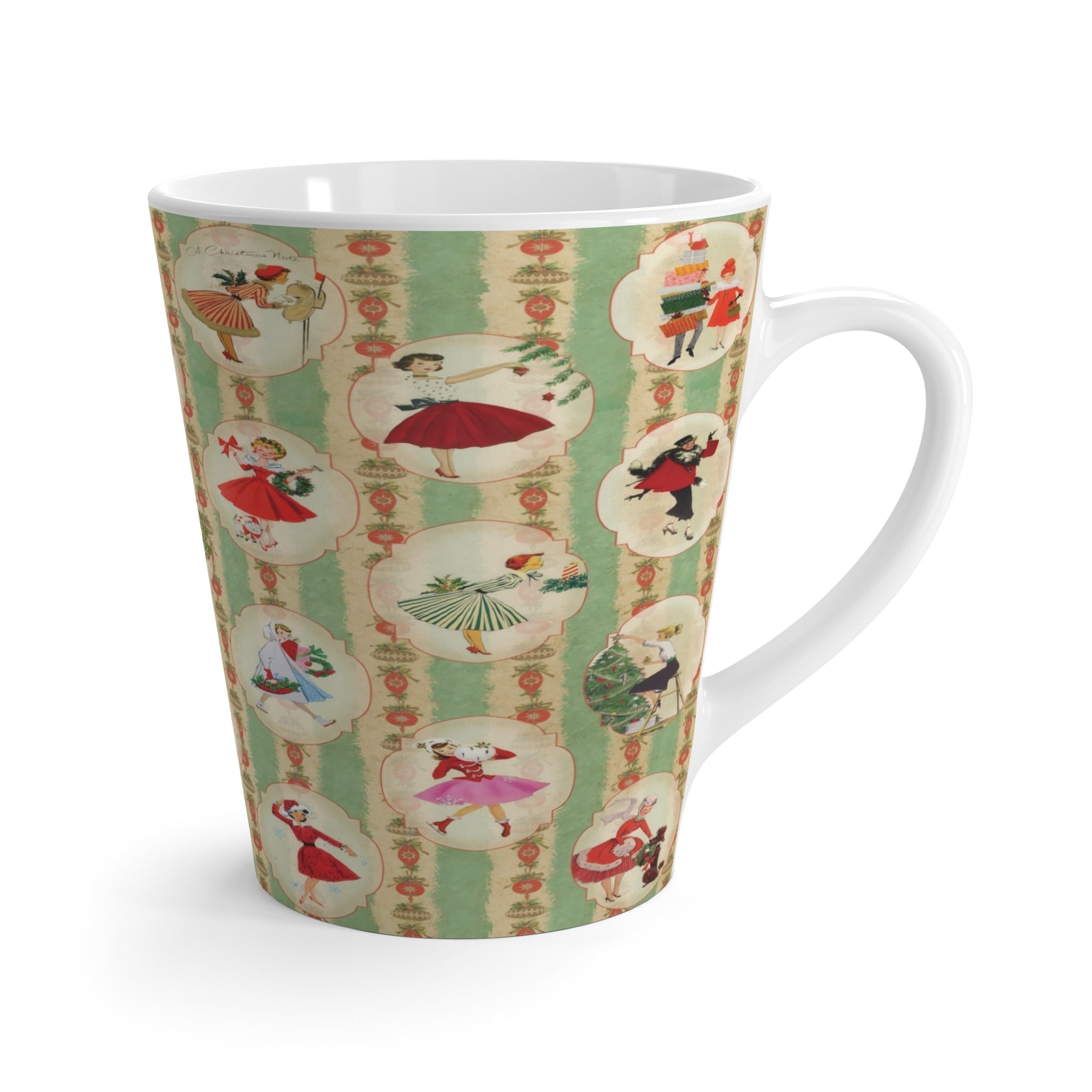 Kate McEnroe New York 1950s Retro Vintage Kitsch Christmas Latte Mug by Kate McEnroe New York, Mid Century Modern Holiday Drinkware, Atomic Age Coffee CupMugs10681569150444772234