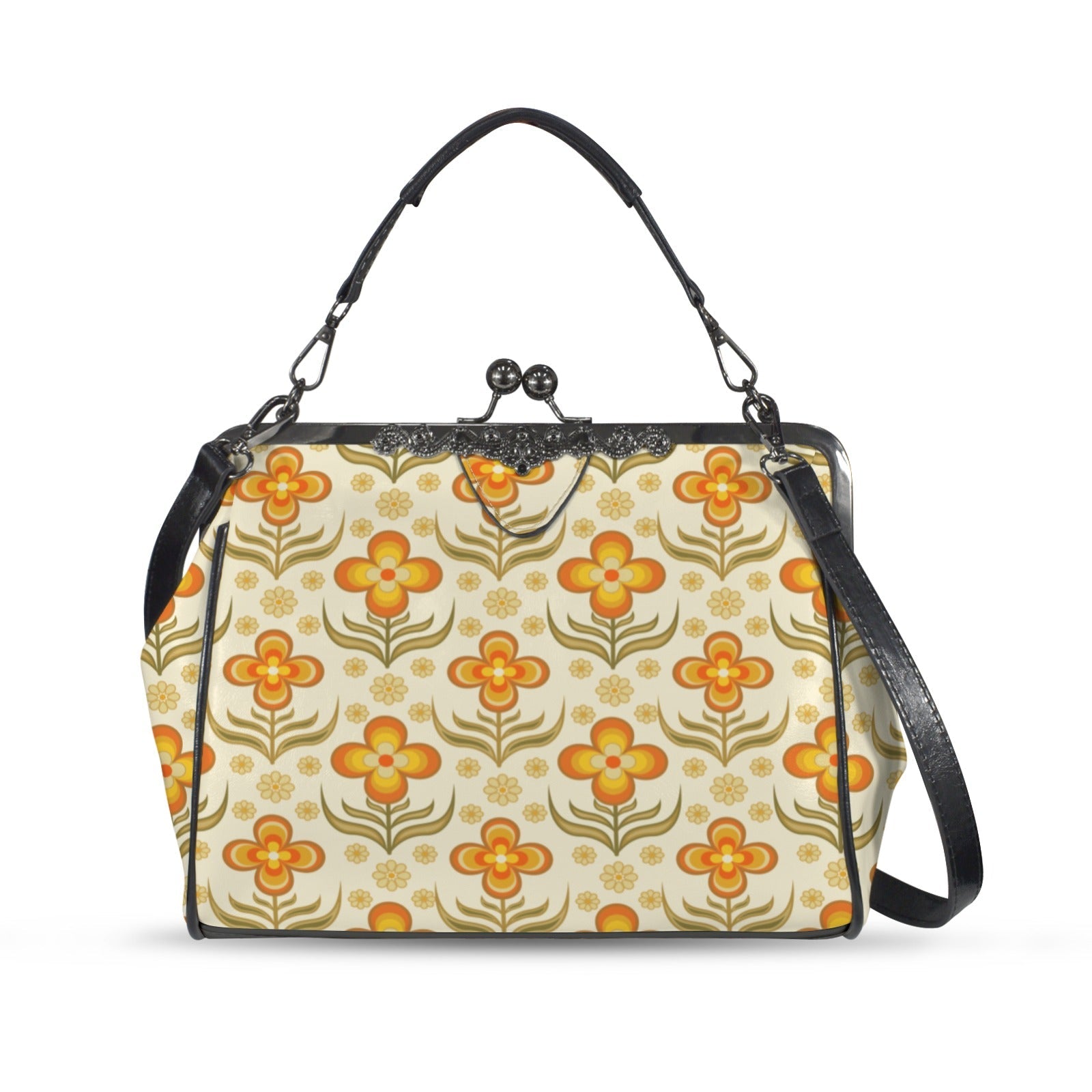 Kate McEnroe New York 1970s Flower Power Mid Mod Retro Groovy Kisslock Crossbody BagCrossbody BagsD3187438
