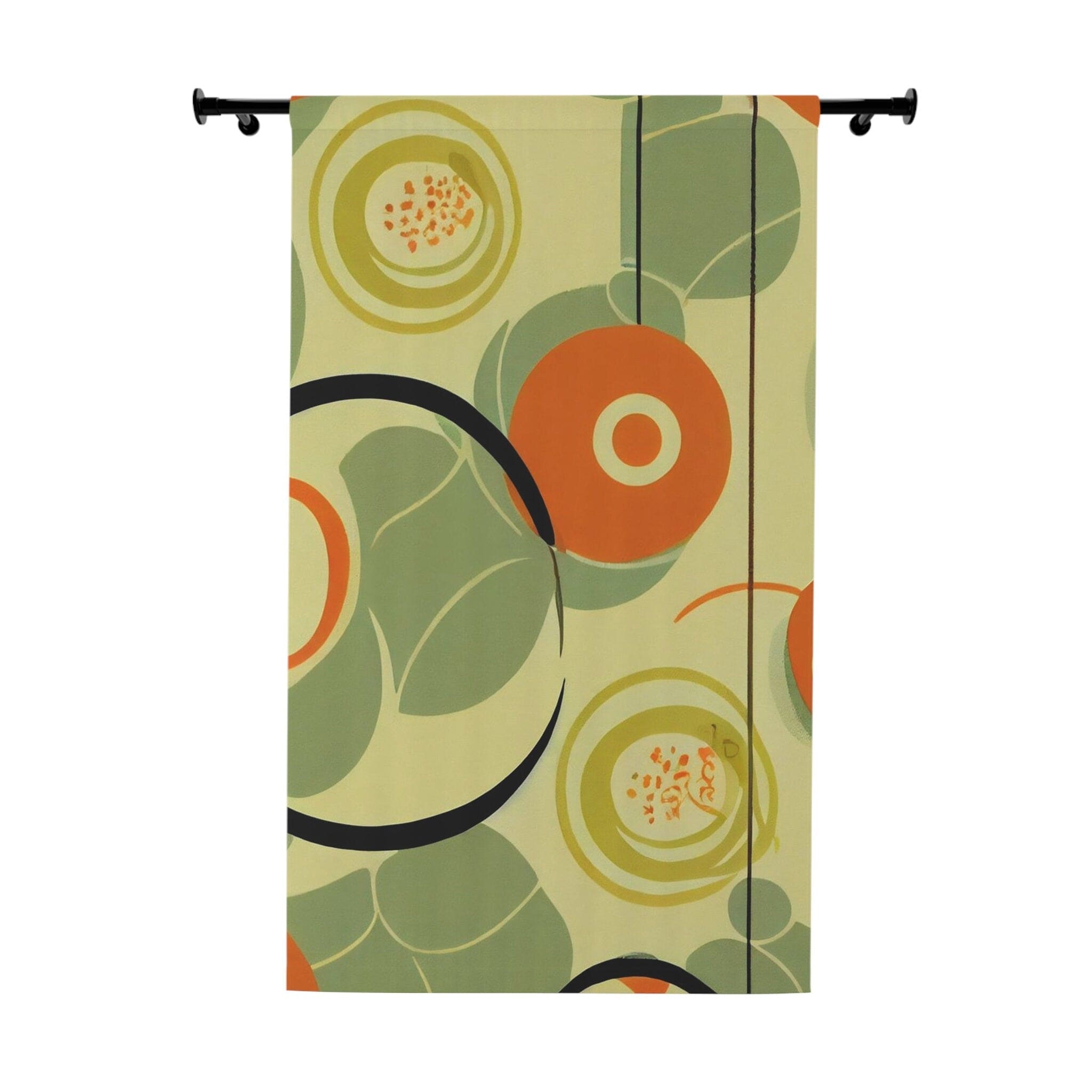 Kate McEnroe New York 1970s Geometric Abstract Curtains, Burnt Orange and Green Mid Century Style Living Room, Bedroom Decor - KM13879923Window CurtainsW3S - ORA - GRA - SH3