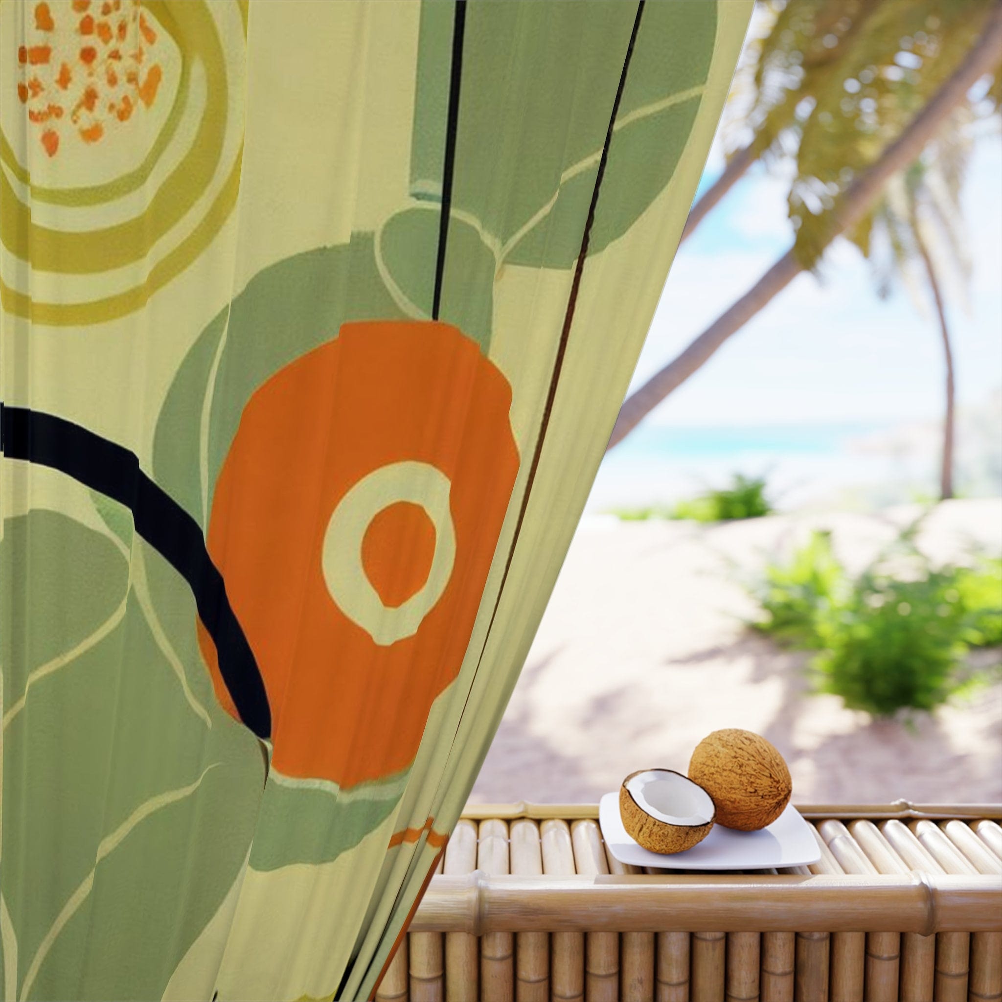 Kate McEnroe New York 1970s Geometric Abstract Curtains, Burnt Orange and Green Mid Century Style Living Room, Bedroom Decor - KM13879923Window CurtainsW3S - ORA - GRA - SH3