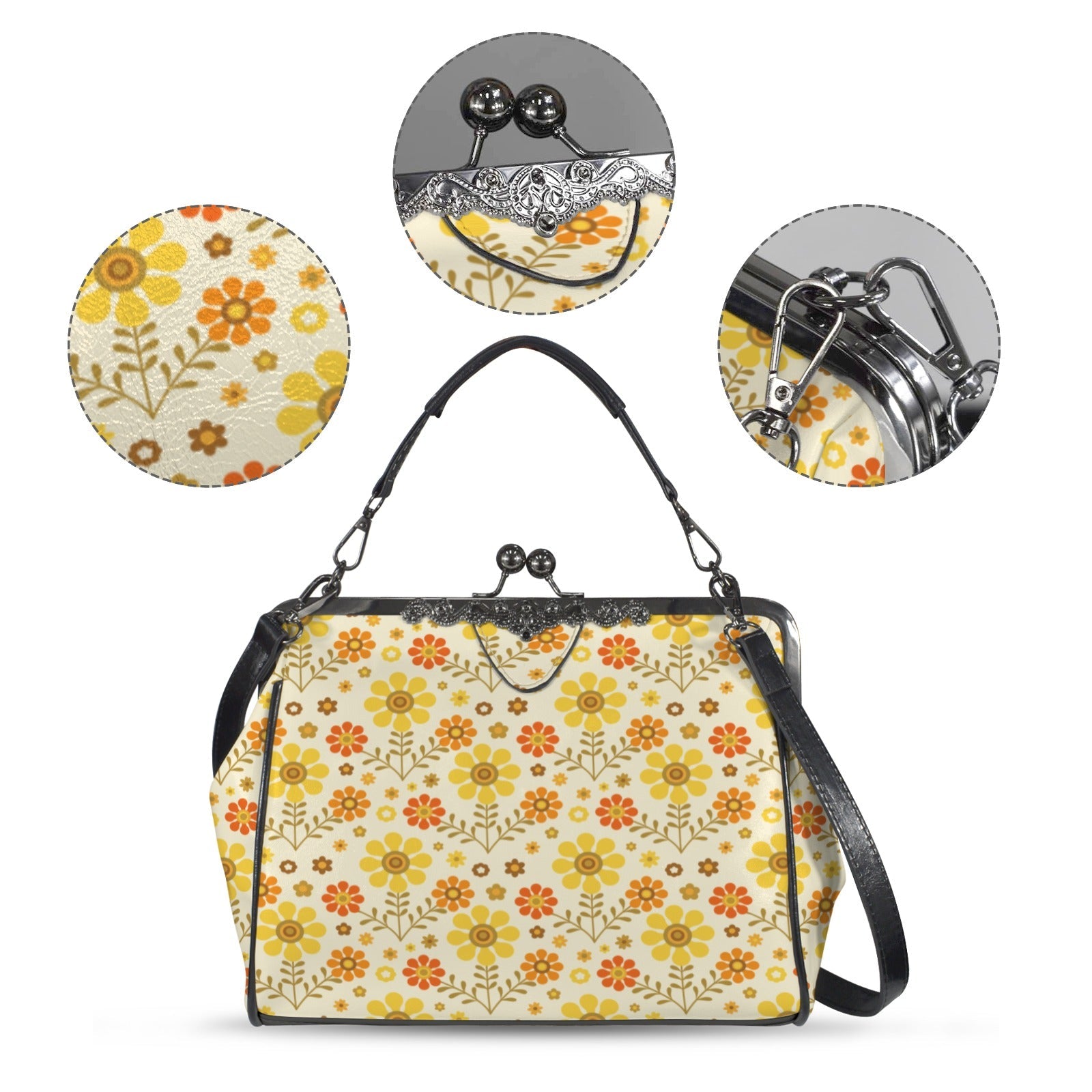 Kate McEnroe New York 1970s Groovy Hippie Retro Flower Power Kisslock Crossbody BagCrossbody BagsD3187440