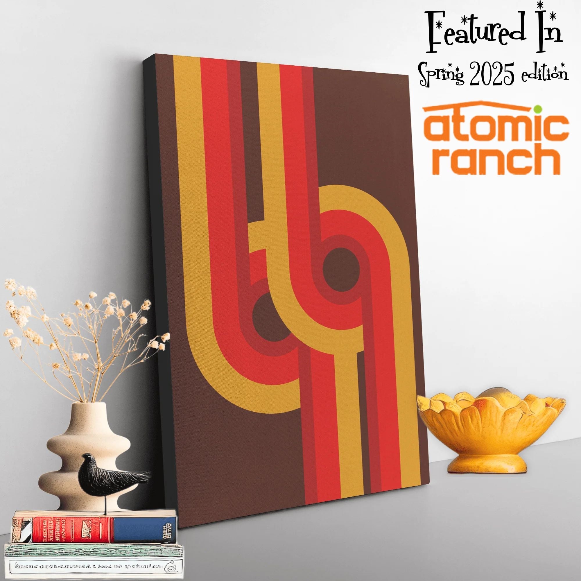 Kate McEnroe New York 1970s Retro Abstract Wall Art, Bold Mid Century Geometric Canvas, Vintage Minimalist Modern DecorCanvas Wall Art139004