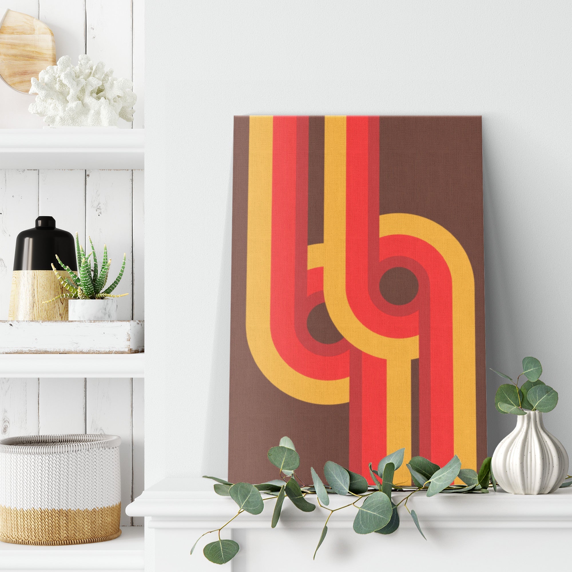 Kate McEnroe New York 1970s Retro Abstract Wall Art, Bold Mid Century Geometric Canvas, Vintage Minimalist Modern DecorCanvas Wall Art139004