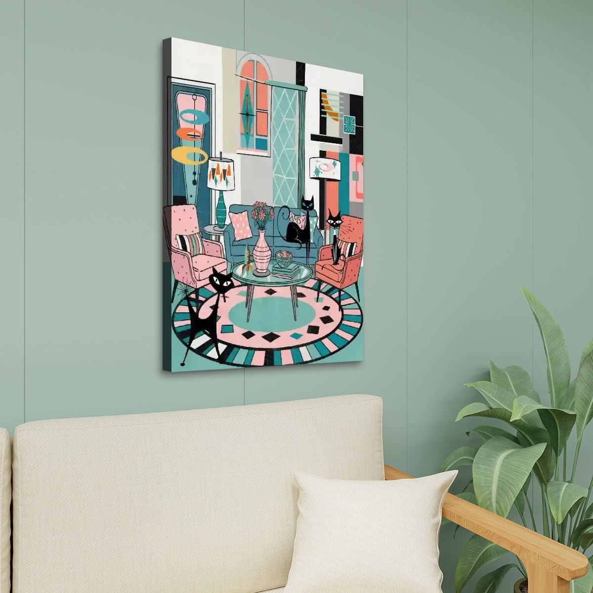 Kate McEnroe New York 50s Kitsch Mod Lounge Atomic Cat MCM Canvas Wall ArtCanvas Wall ArtV6Tp12BQO0