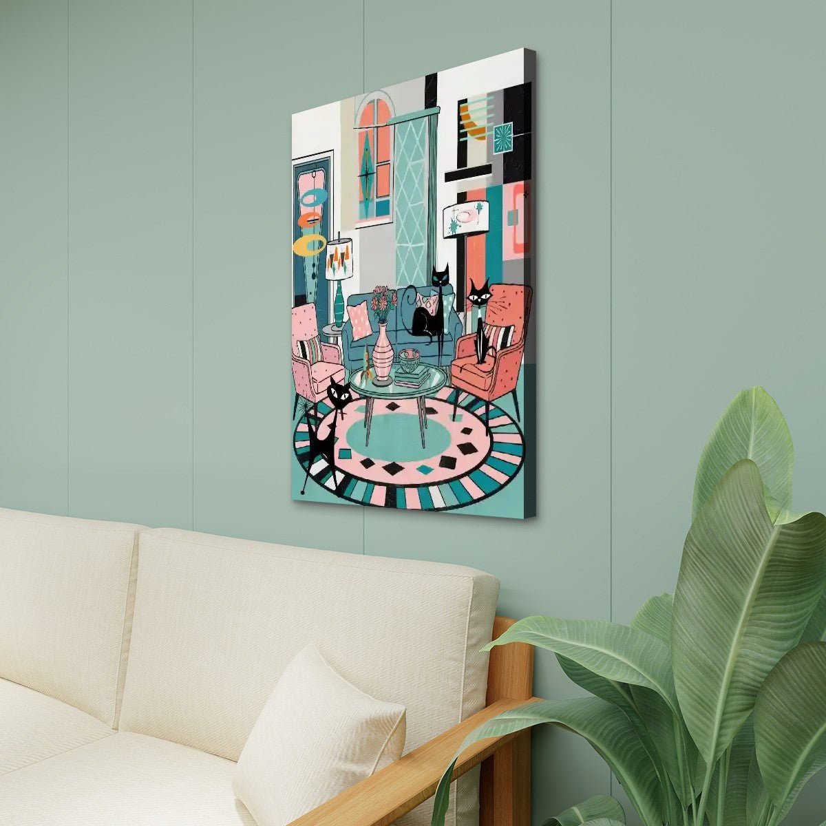 Kate McEnroe New York 50s Kitsch Mod Lounge Atomic Cat MCM Canvas Wall ArtCanvas Wall ArtV6Tp12BQO0