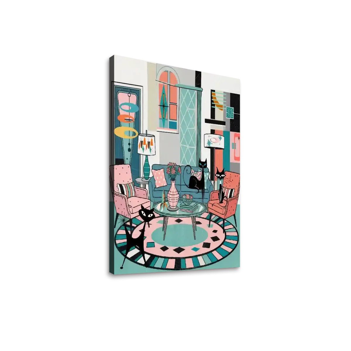 Kate McEnroe New York 50s Kitsch Mod Lounge Atomic Cat MCM Canvas Wall ArtCanvas Wall ArtV6Tp12BQO0