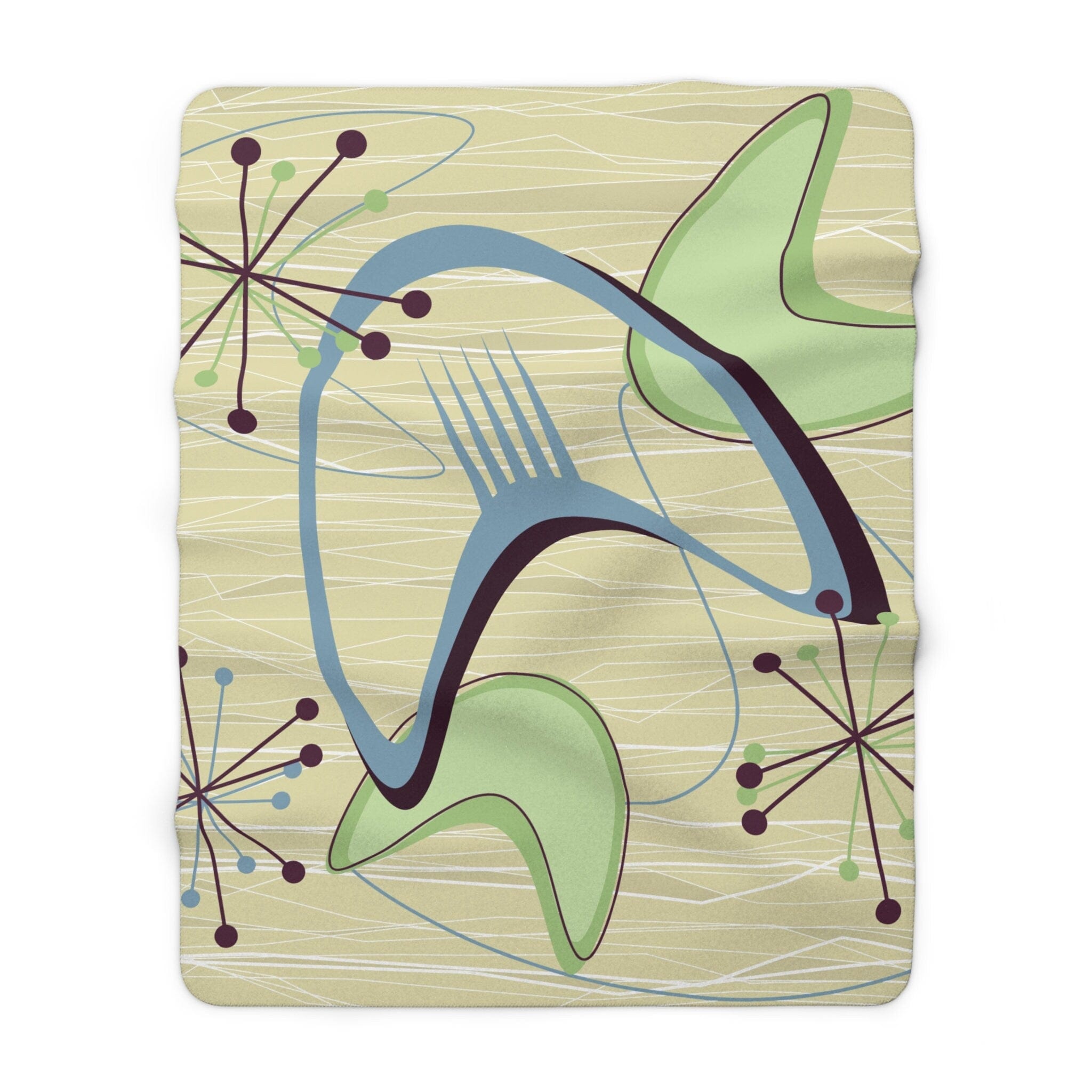 Kate McEnroe New York 50s Mid Century Modern Atomic Boomerang Sherpa Fleece Blanket, MCM Retro Vintage Geometric Starburst Living Room, Bedroom Decor - 129182023Blankets11704015816048263765