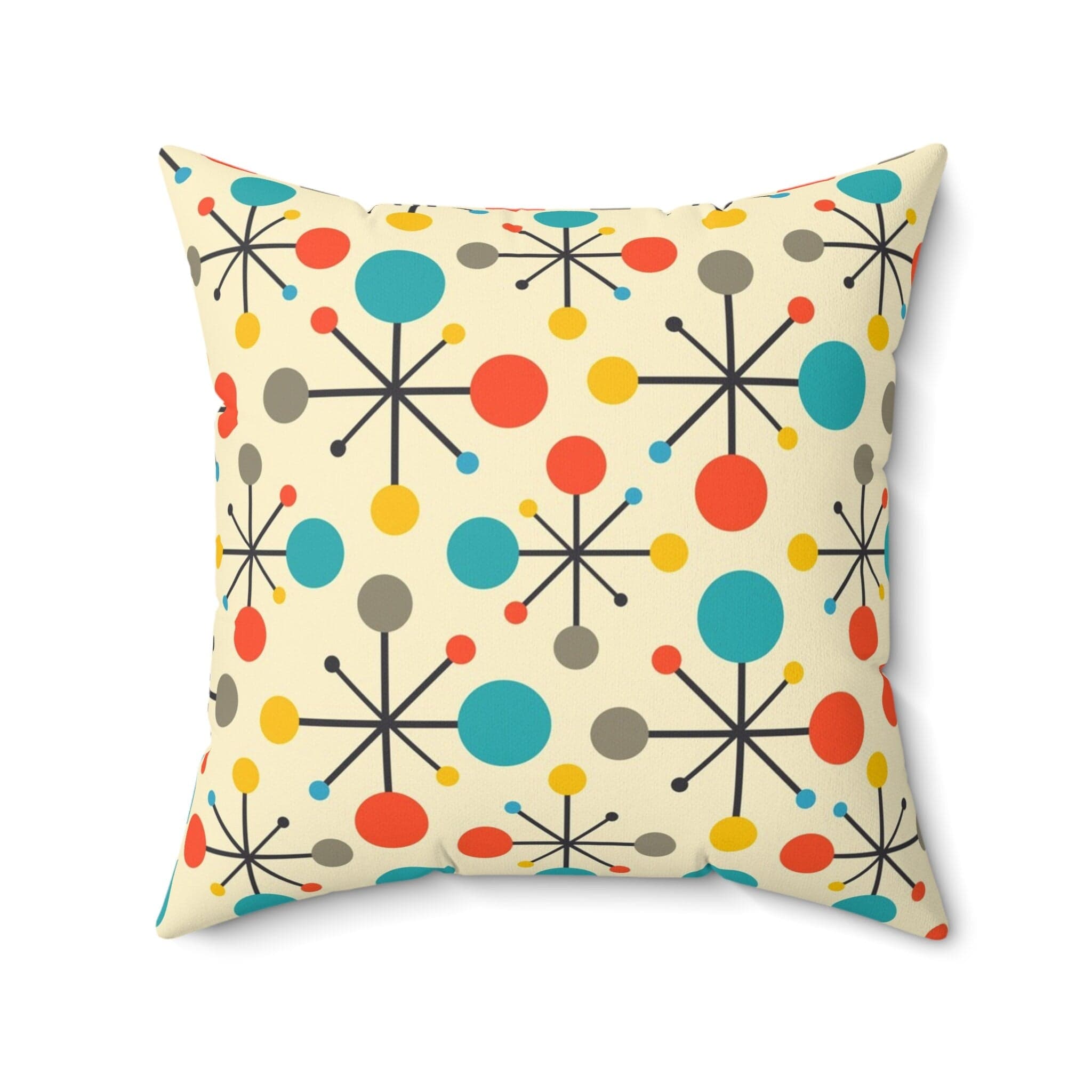 Kate McEnroe New York 50s Mid Century Modern Atomic Retro Starburst Throw Pillow with Insert, Orange, Aqua Blue MCM Cushions, Living Room Accent PillowThrow Pillows52999072864939629100