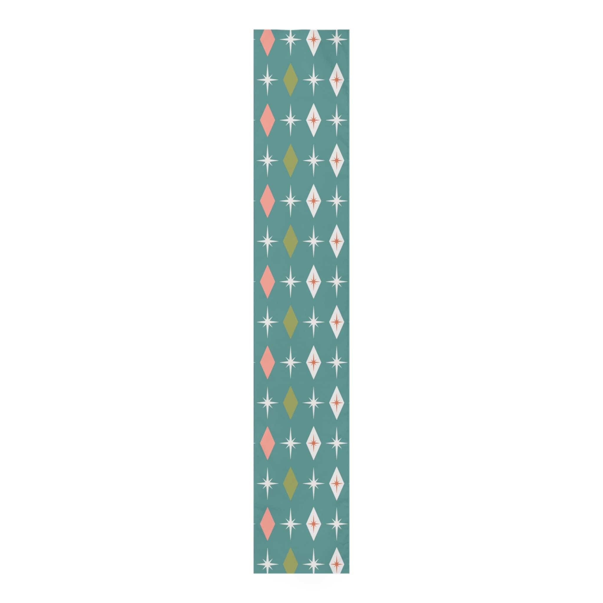 Kate McEnroe New York 50s Mid Century Modern Retro Aqua Blue Diamond Starburst Table RunnerTable Runners18840401155891775167